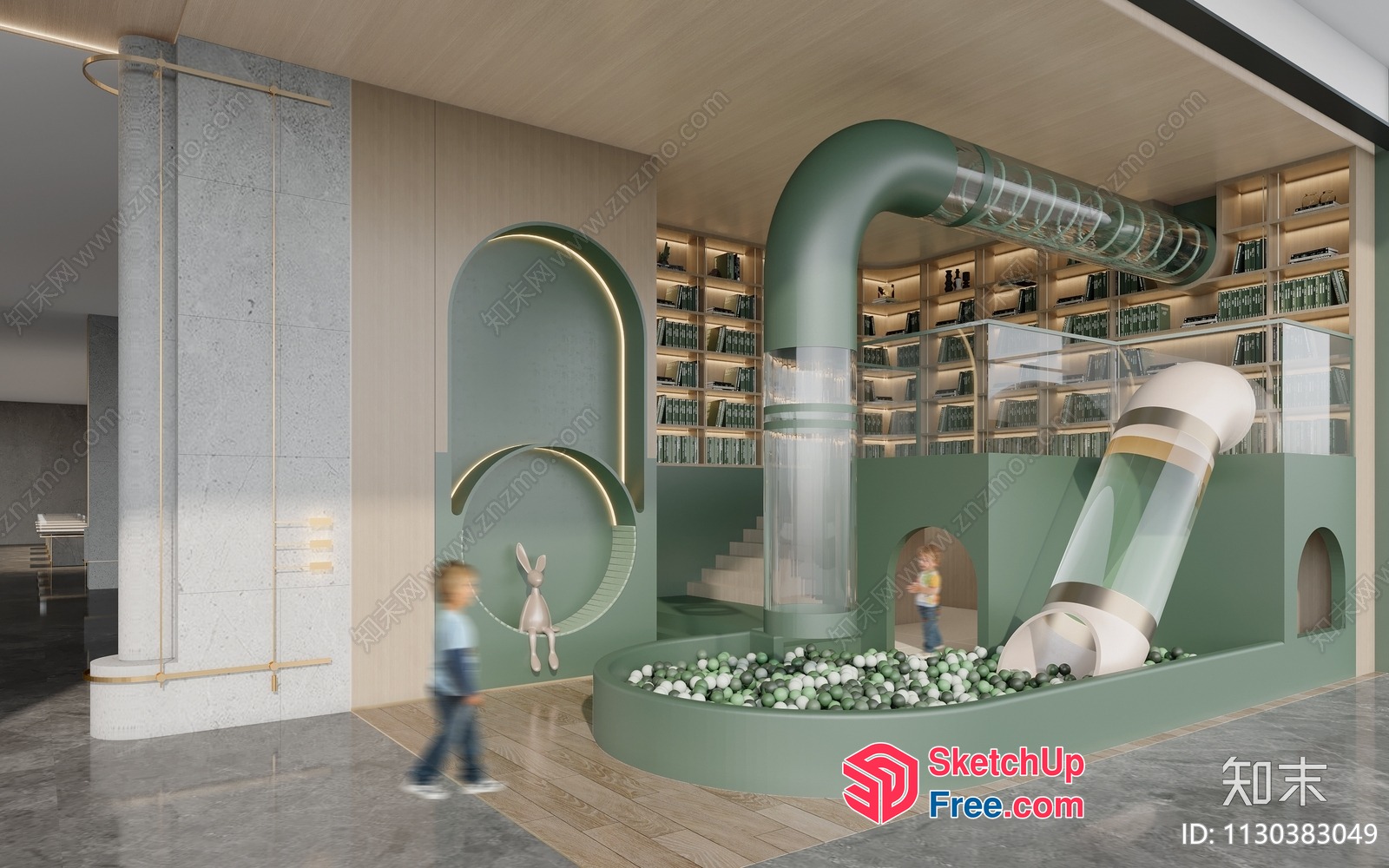 Modern Green And White Playroom Interior 3D SketchUp File