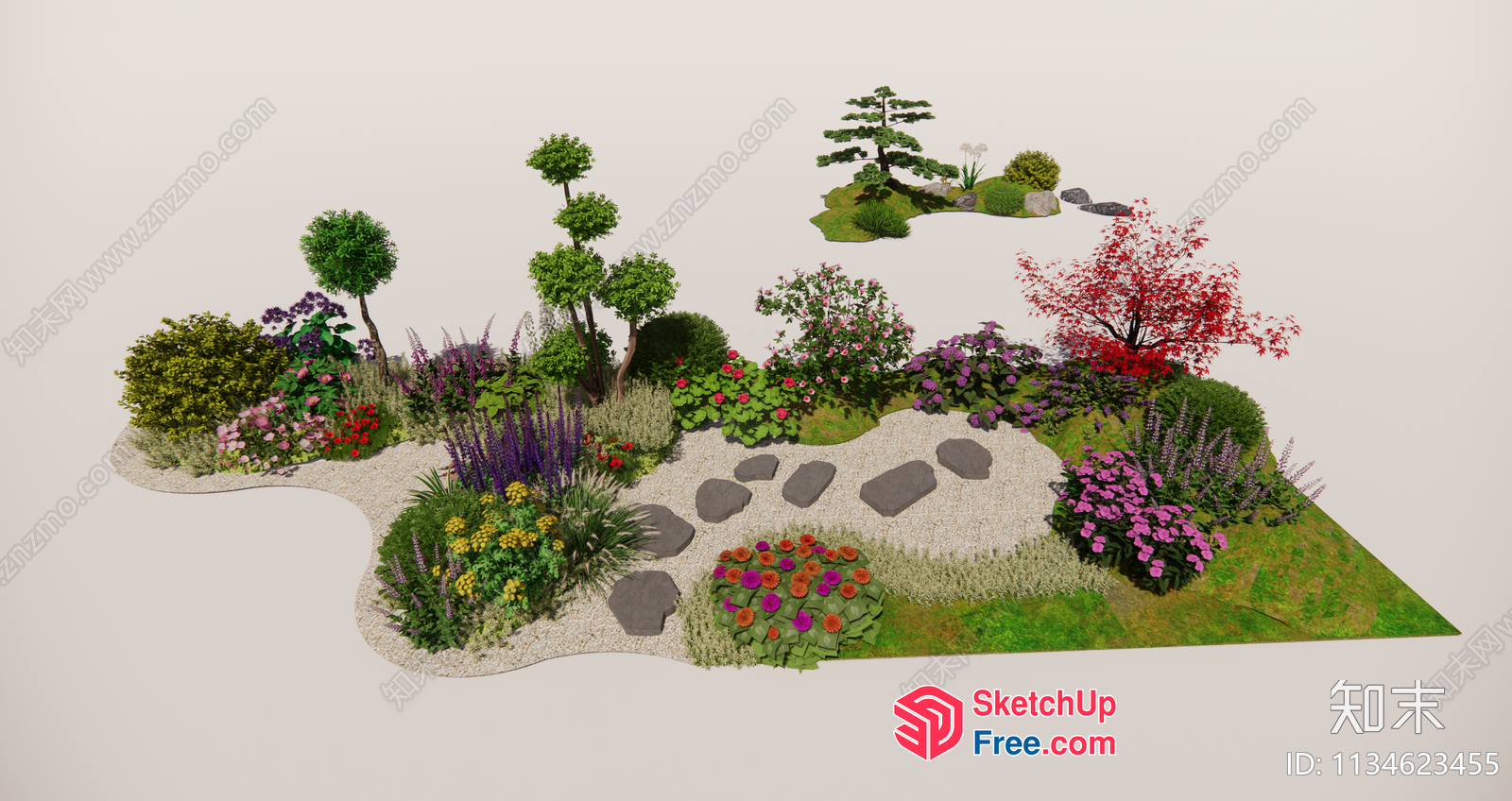 Exquisite Japanese-Style Garden Landscape 3D SketchUp File
