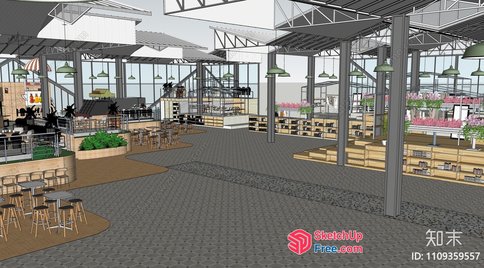 Modern Industrial Style Commercial Street Interior 3D SketchUp File
