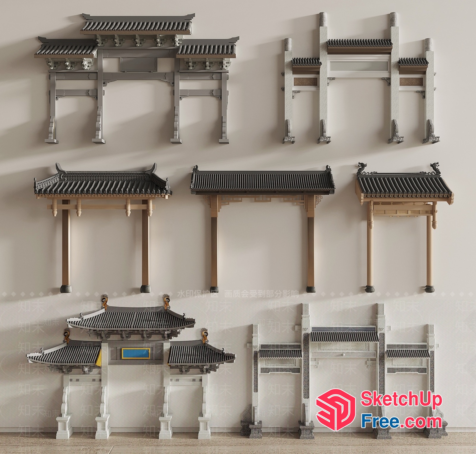 Traditional Chinese Architectural Elements 3D SketchUp File