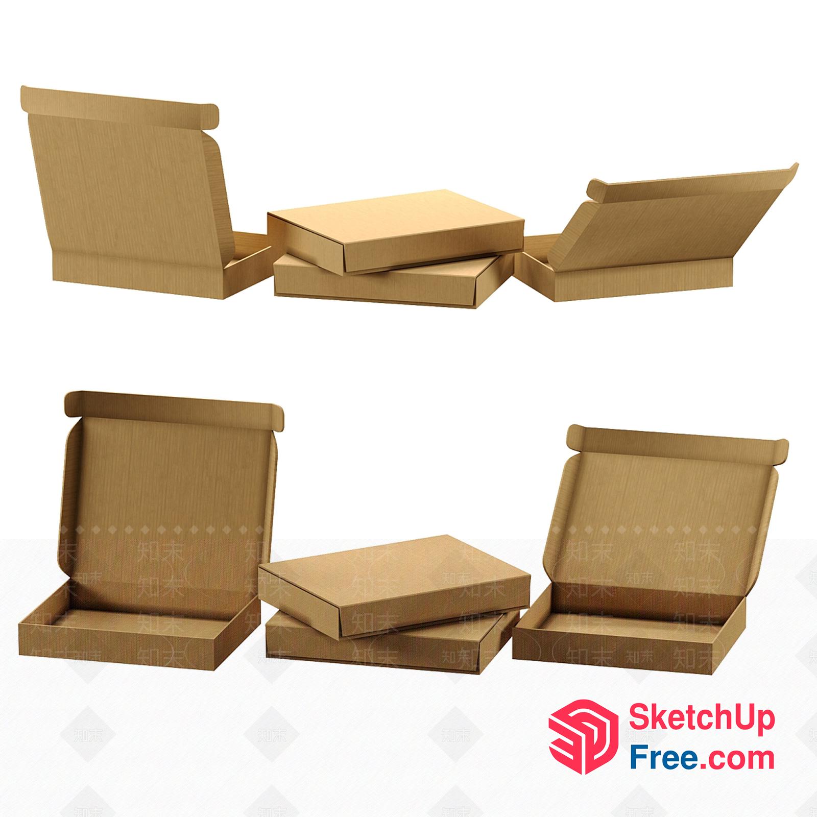Empty Cardboard Boxes 3D SketchUp File