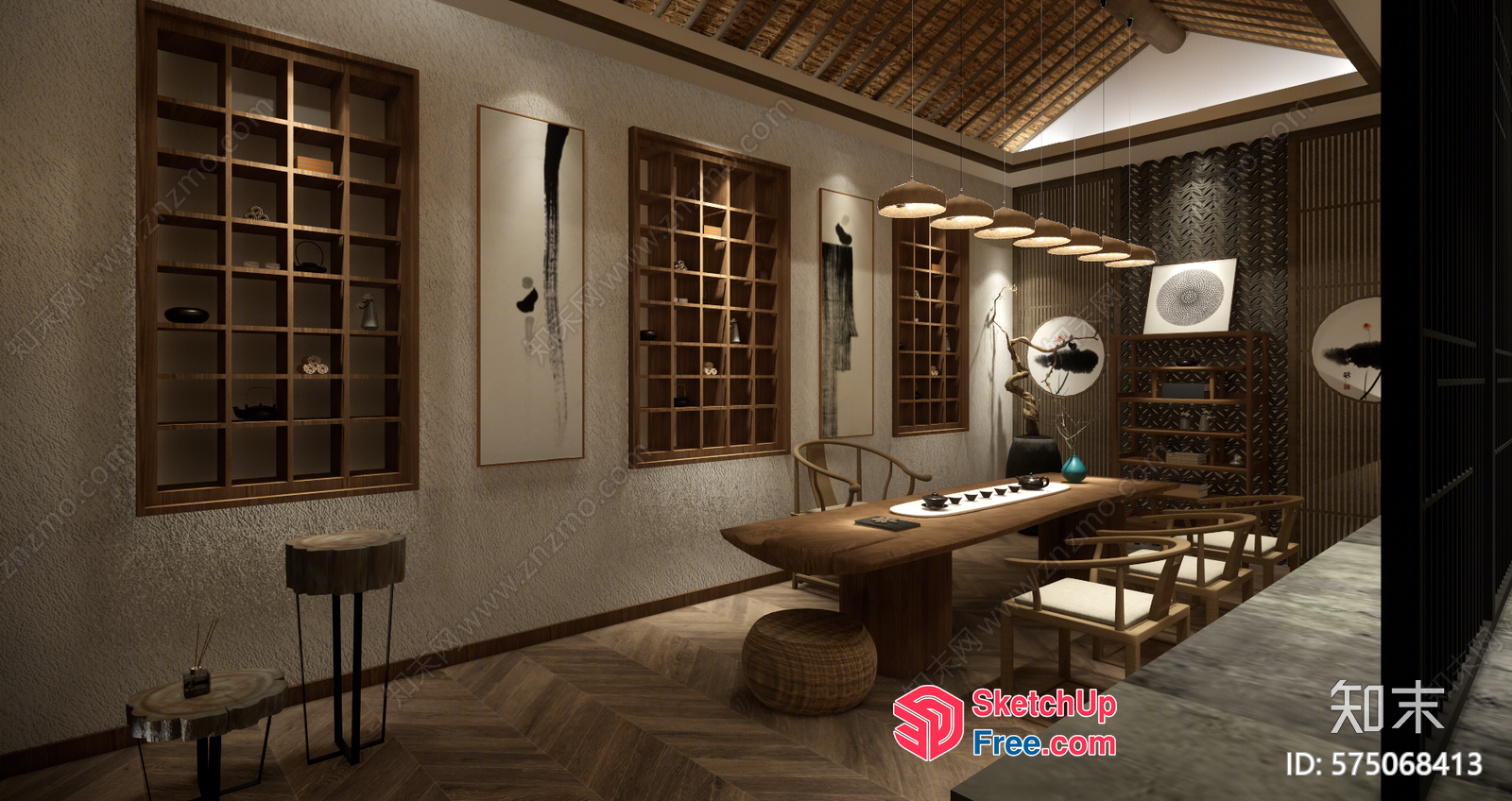 Japanese Inspired Modern Minimalist Interior Design 3D SketchUp File