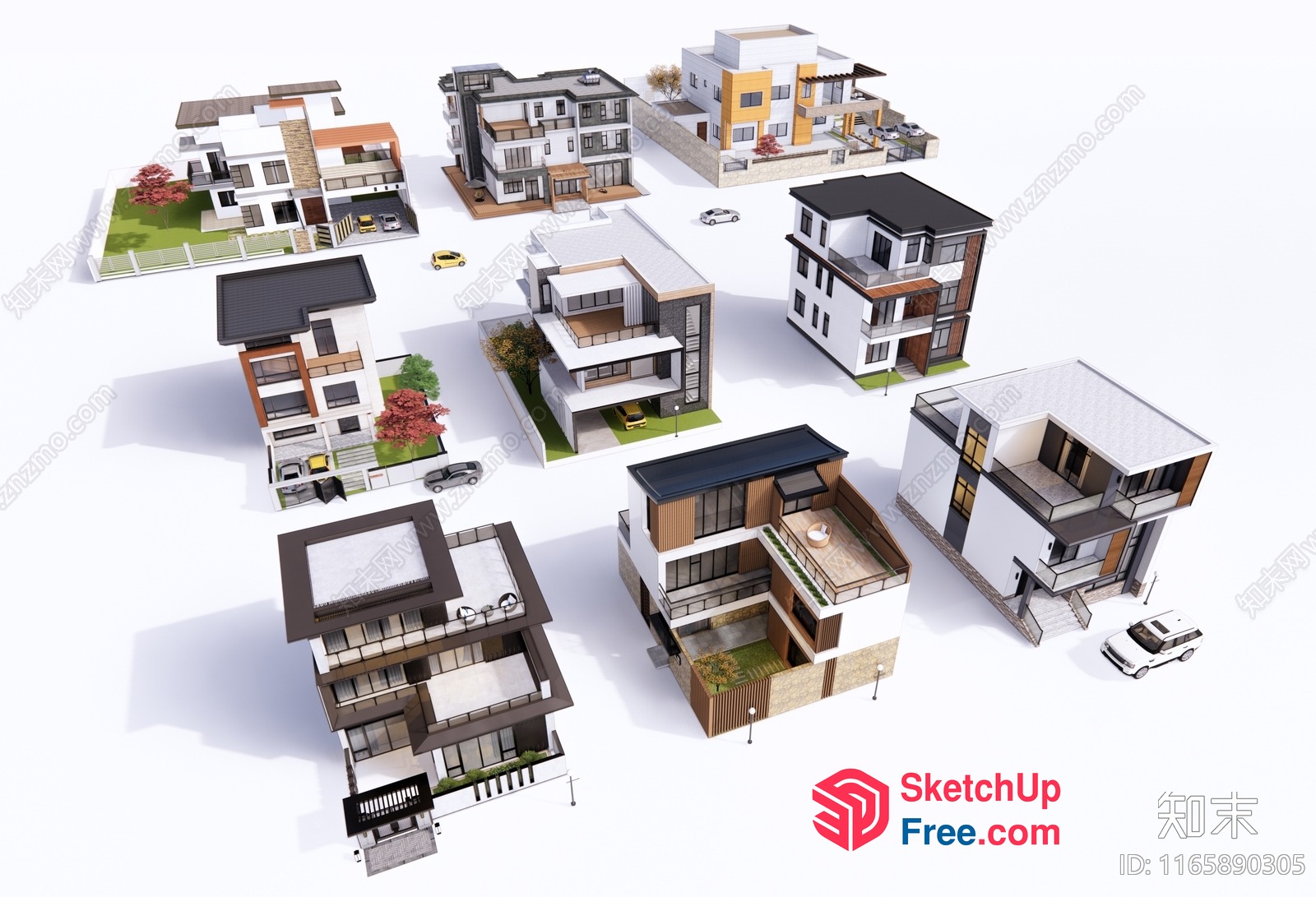 Modern Architectural Designs Of Various Residential Homes 3D SketchUp File