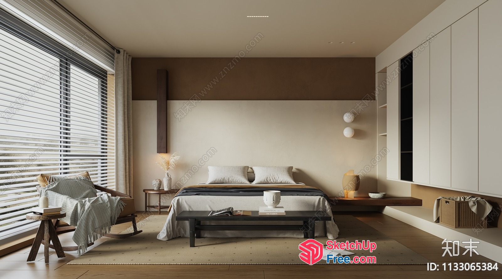Modern Minimalist Bedroom With Natural Light 3D SketchUp File