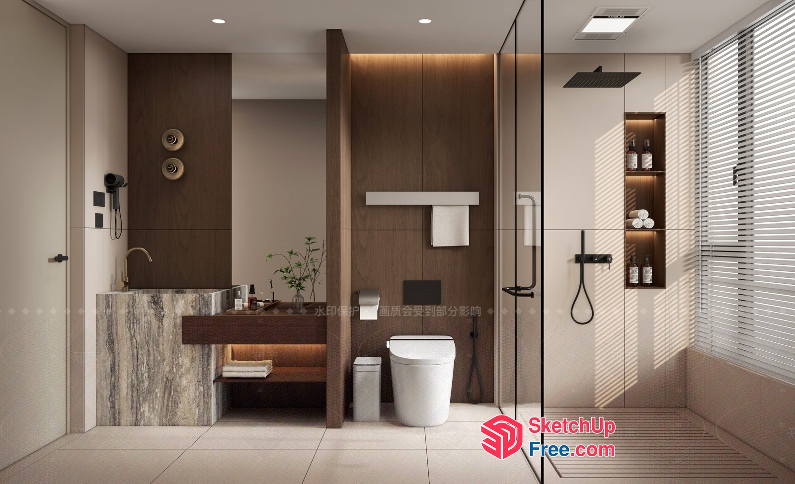 Modern Bathroom With Sleek Fixtures And Natural Light 3D SketchUp File