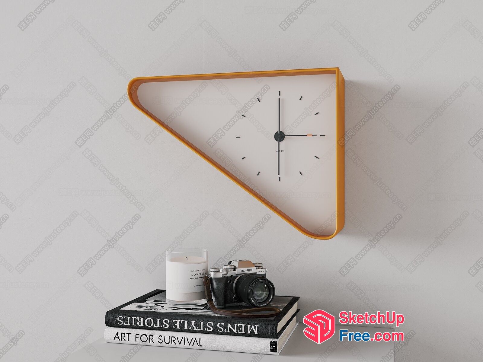 Vintage Style Camera And Clock On Stack Of Books 3D SketchUp File