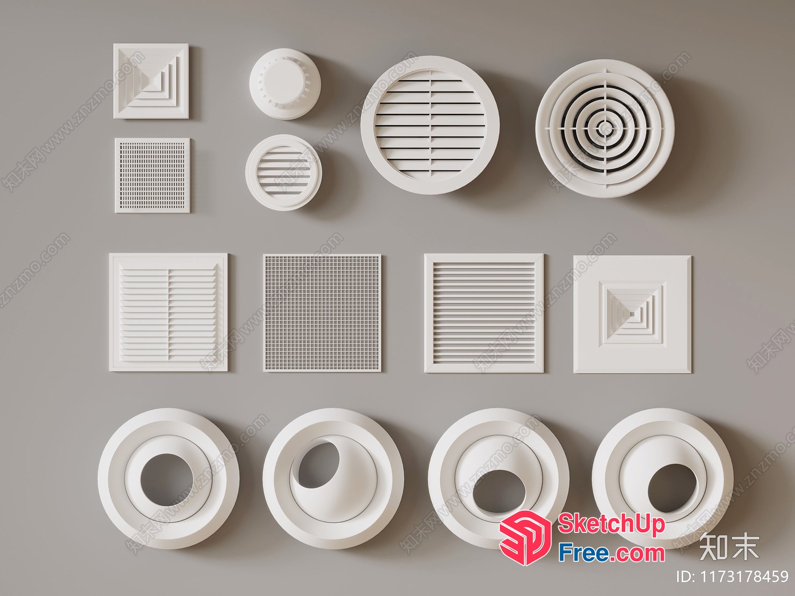 White Ventilation And Air Conditioning Grills 3D SketchUp File