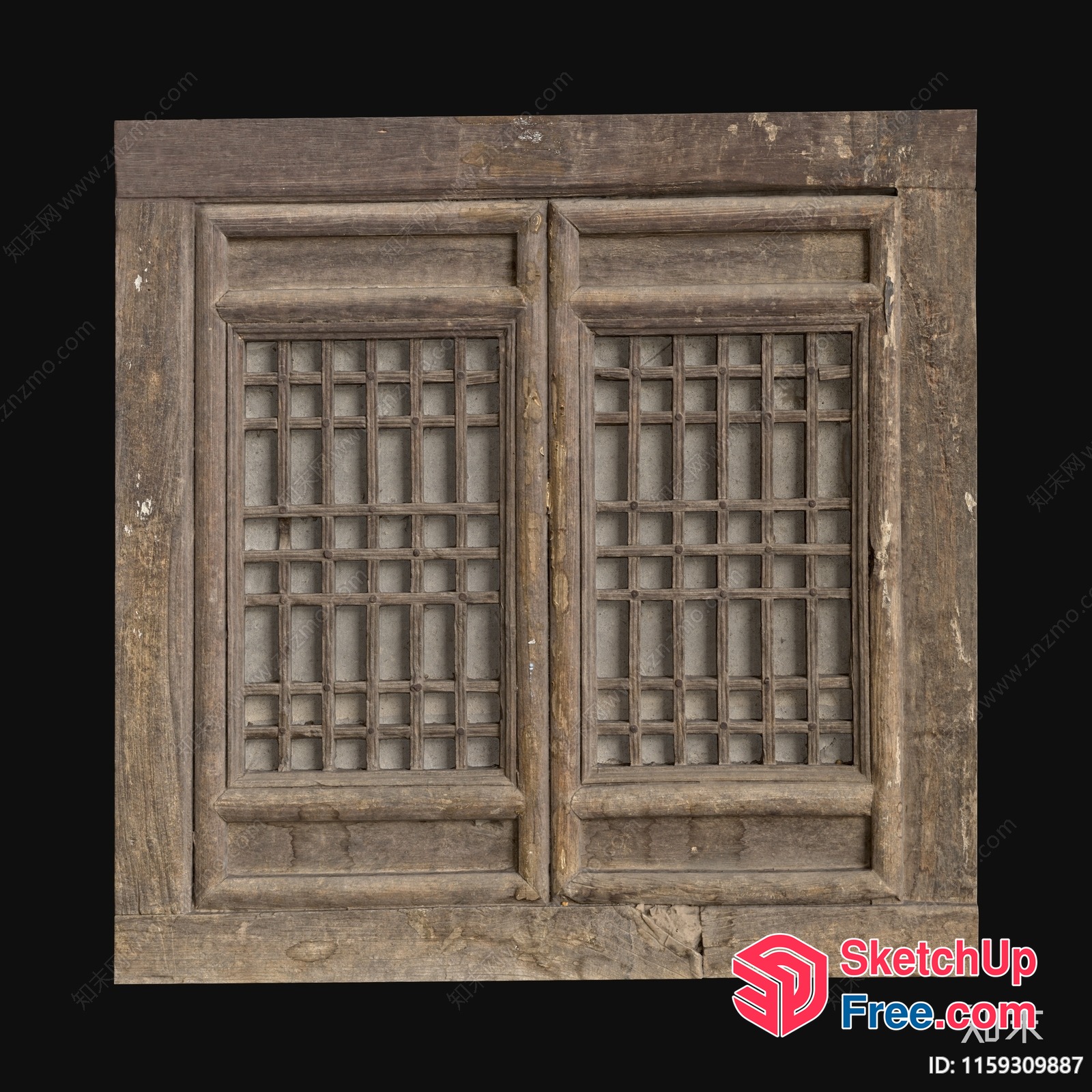Traditional Asian Wooden Window Frame 3D SketchUp File