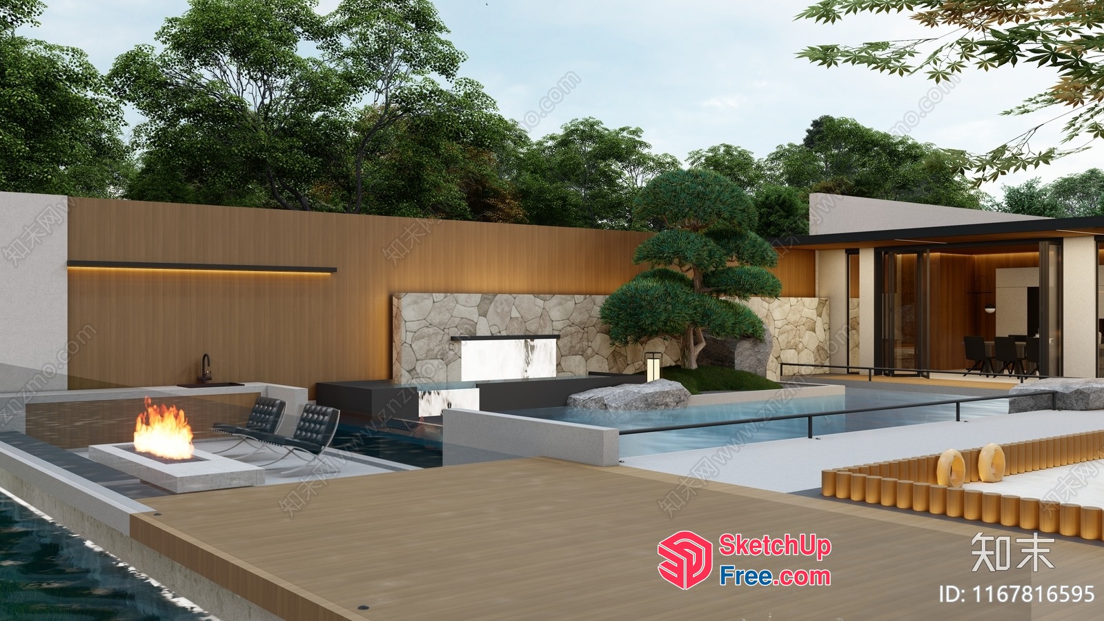 Modern Outdoor Poolside Oasis 3D SketchUp File