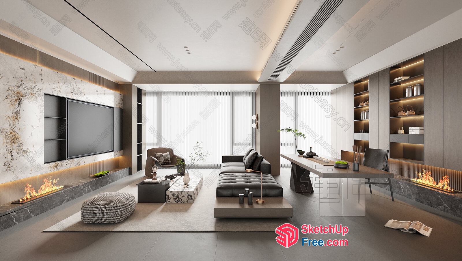 Modern Minimalist Living Room Design 3D SketchUp File