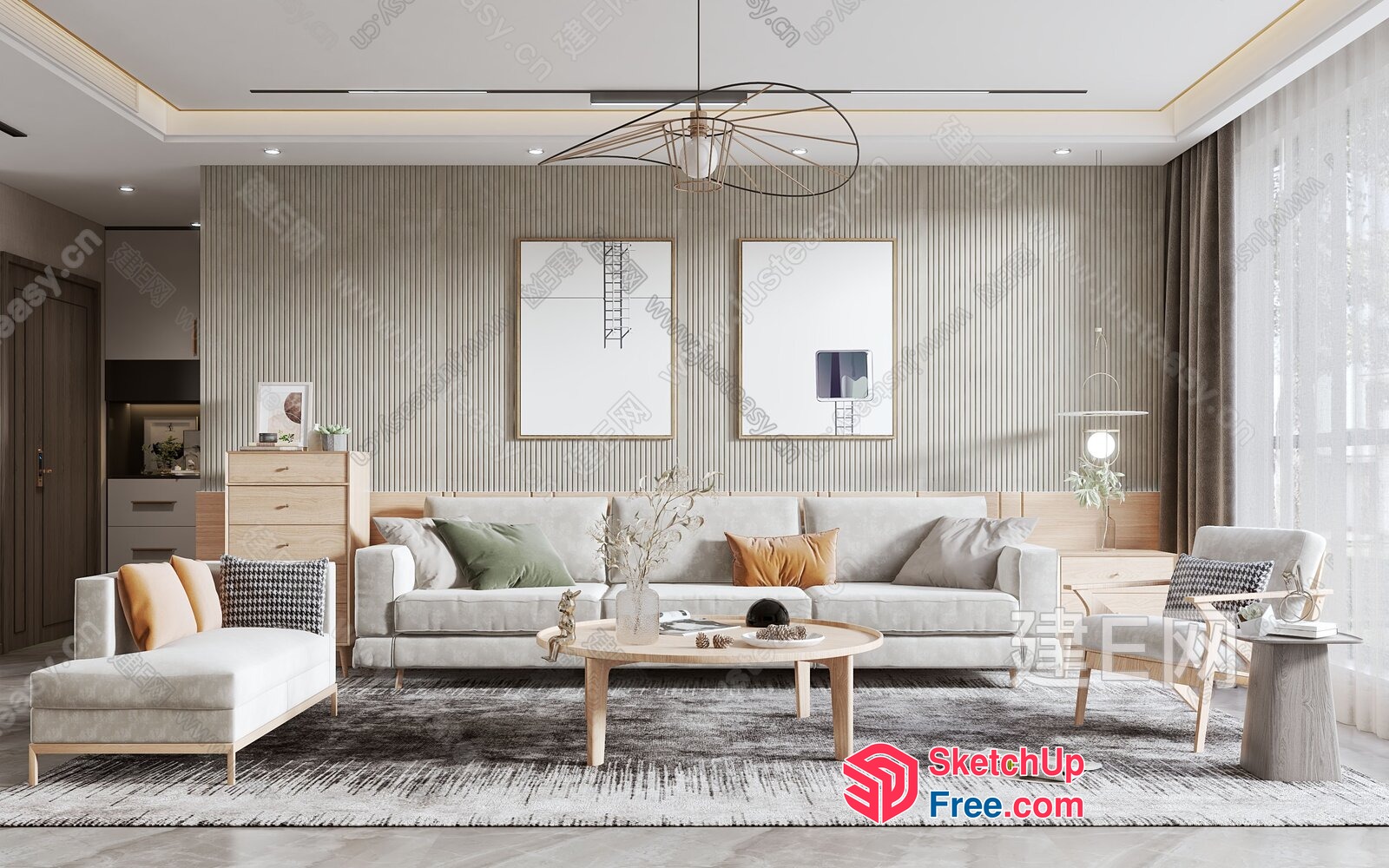Elegant Modern Minimalist Living Room Decor 3D SketchUp File