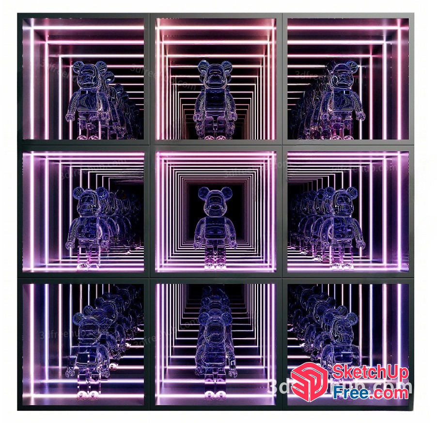 Neon Bear Display Cases 3D SketchUp File