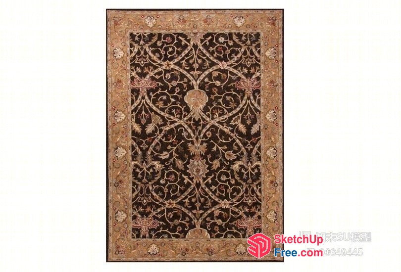 Ornate Floral Patterned Rug 3D SketchUp File