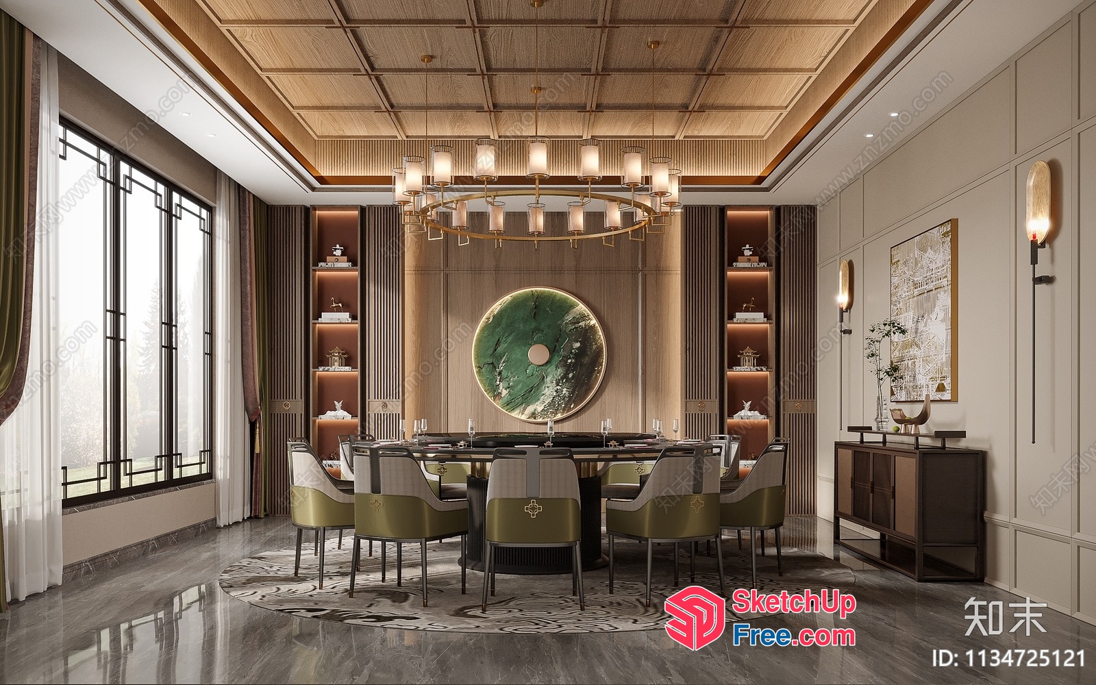 Luxurious Dining Room With Modern Furniture 3D SketchUp File