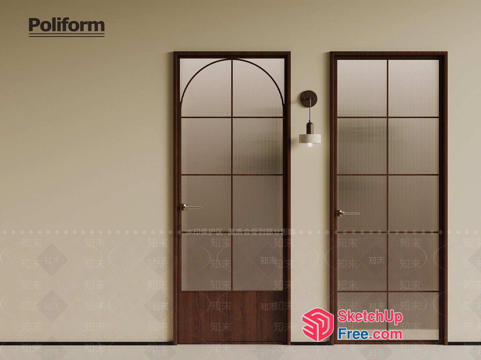 Poliform Glass Door With Arched And Rectangular Panels 3D SketchUp File