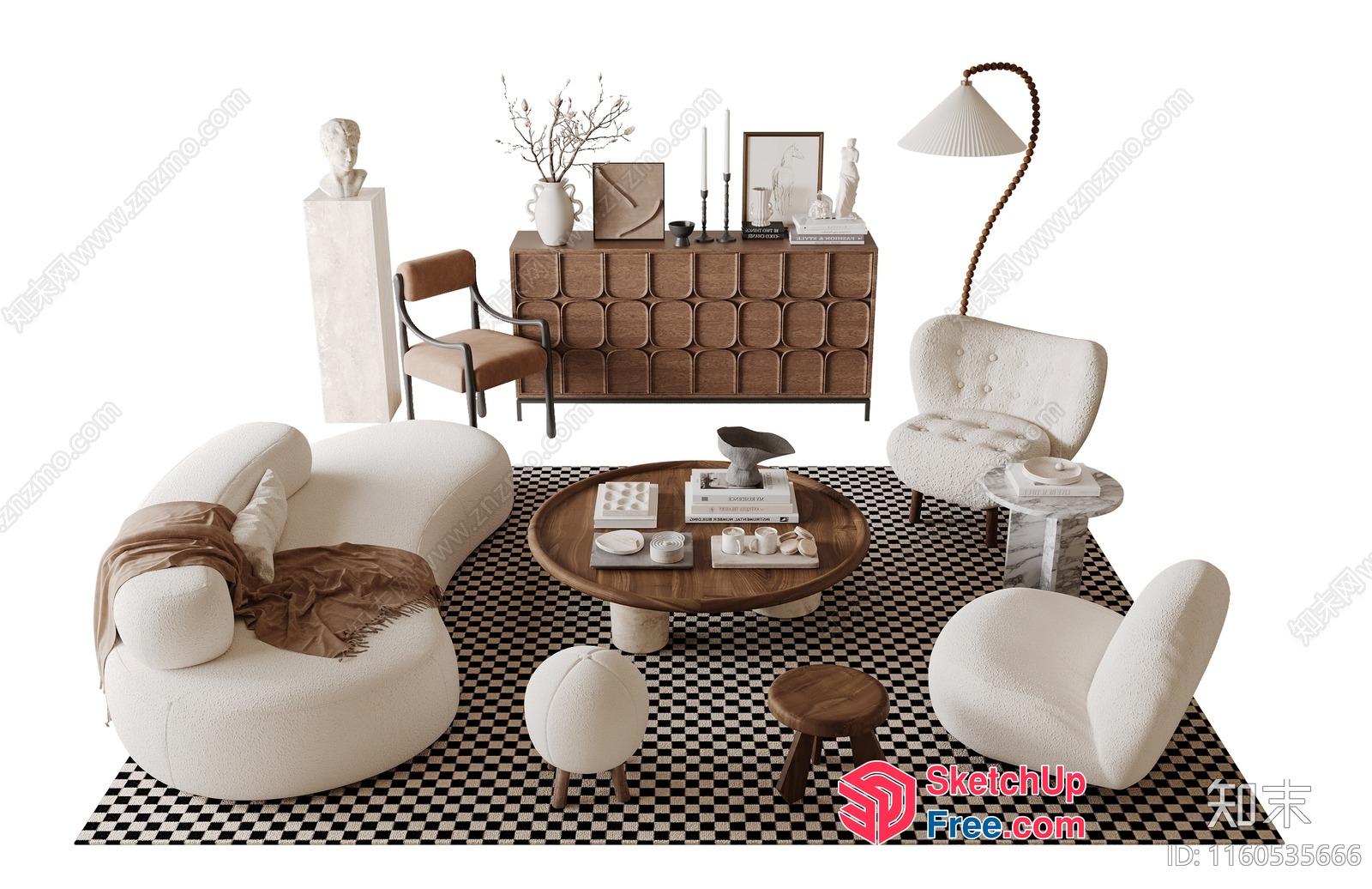 Modern And Elegant Living Room Furniture Set 3D SketchUp File