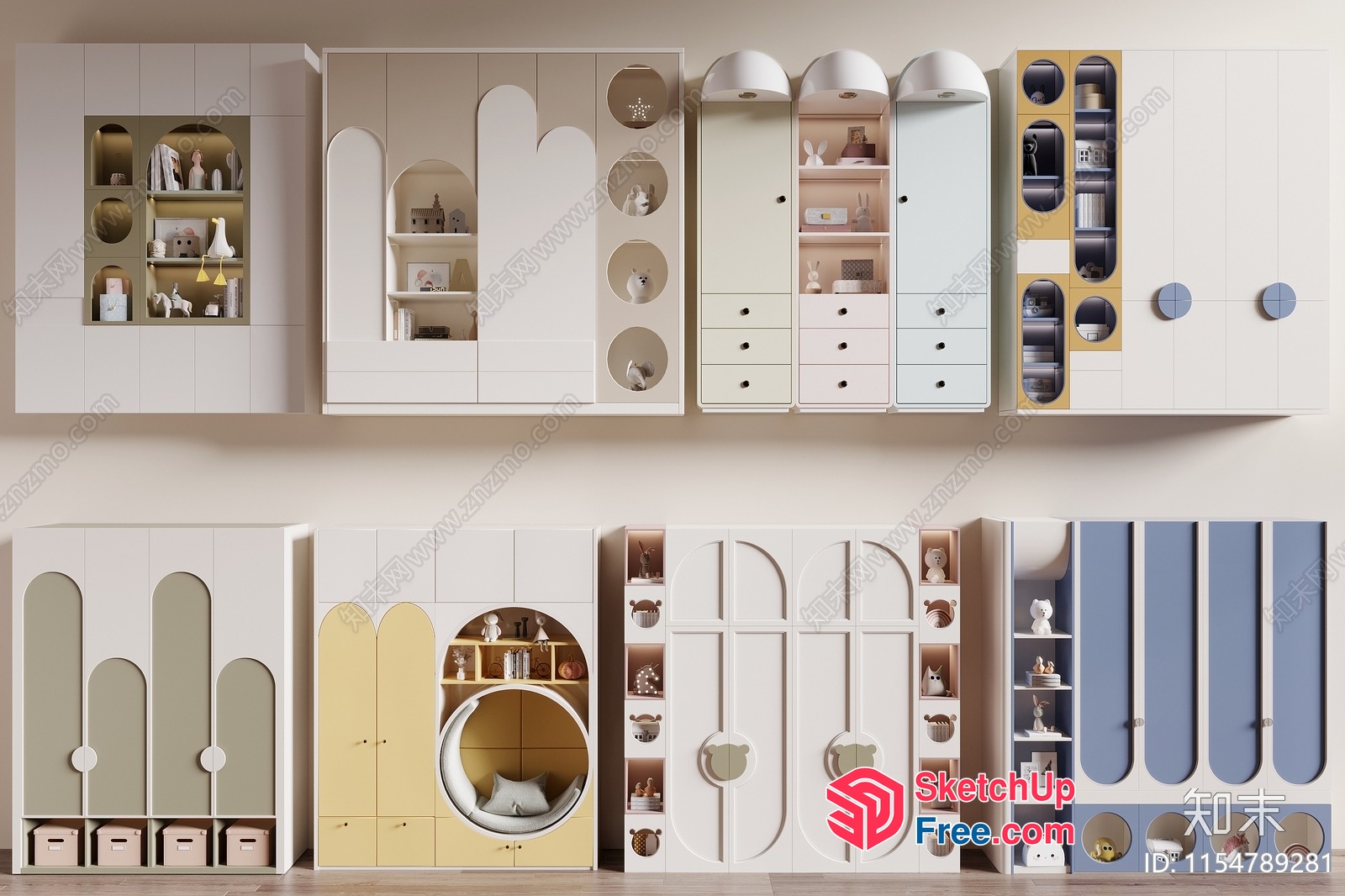 Colorful Modern Minimalist Children Furniture 3D SketchUp File