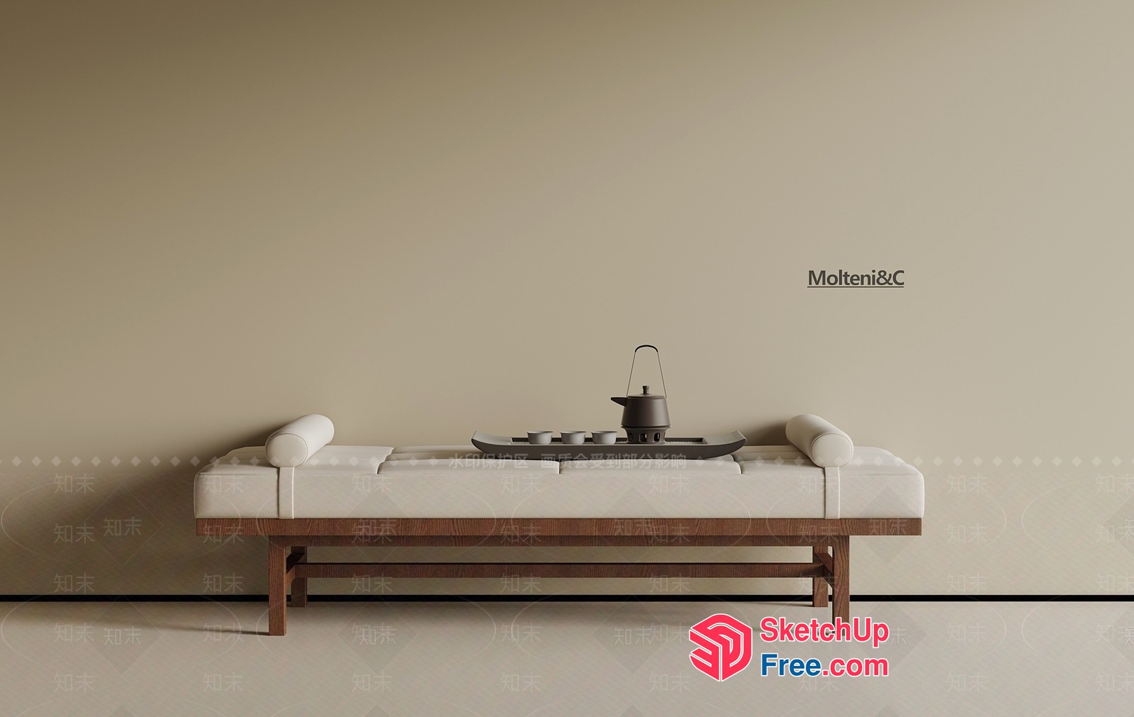 Minimalist Japanese-Style Interior With Creamy And Wabi-Sabi Accents 3D SketchUp File