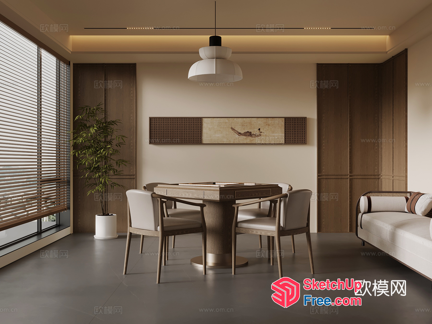 Modern Living Room With Dining Area And Minimalist Style 3D SketchUp File