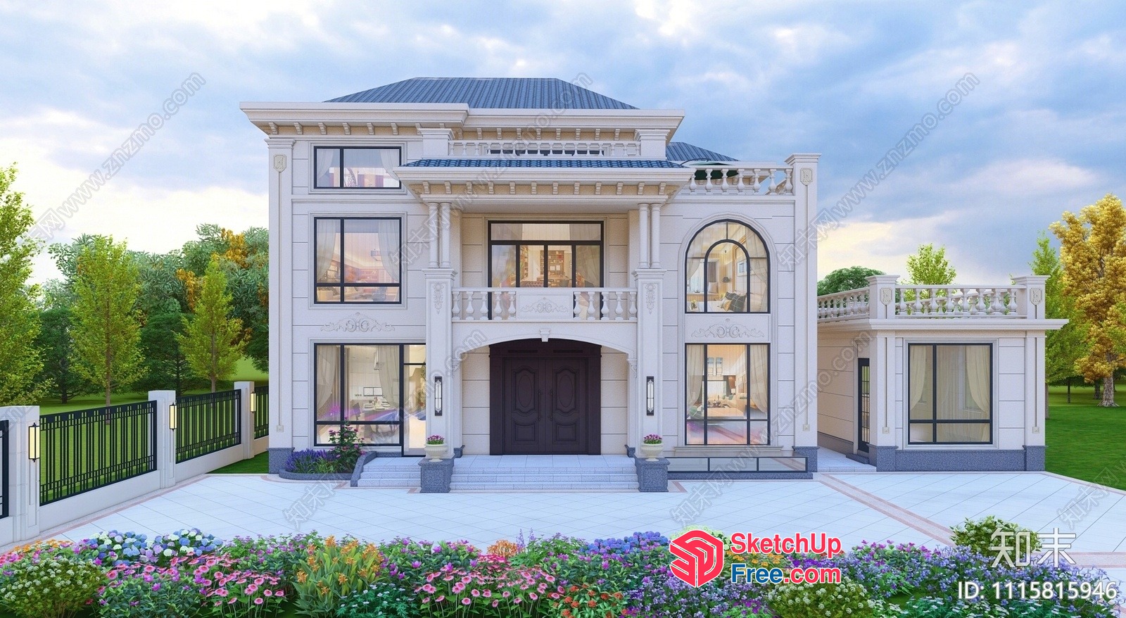 Luxury Villa With Classic European Style Architecture 3D SketchUp File