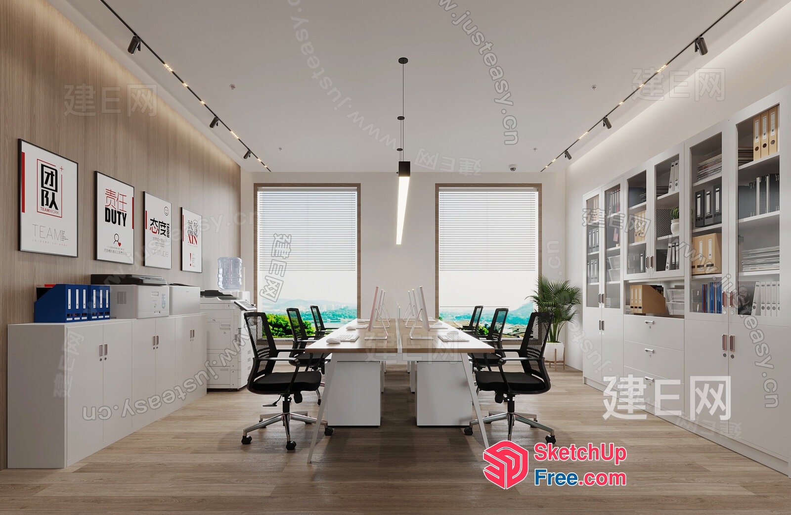 Modern Minimalist Office Space With Natural Light 3D SketchUp File