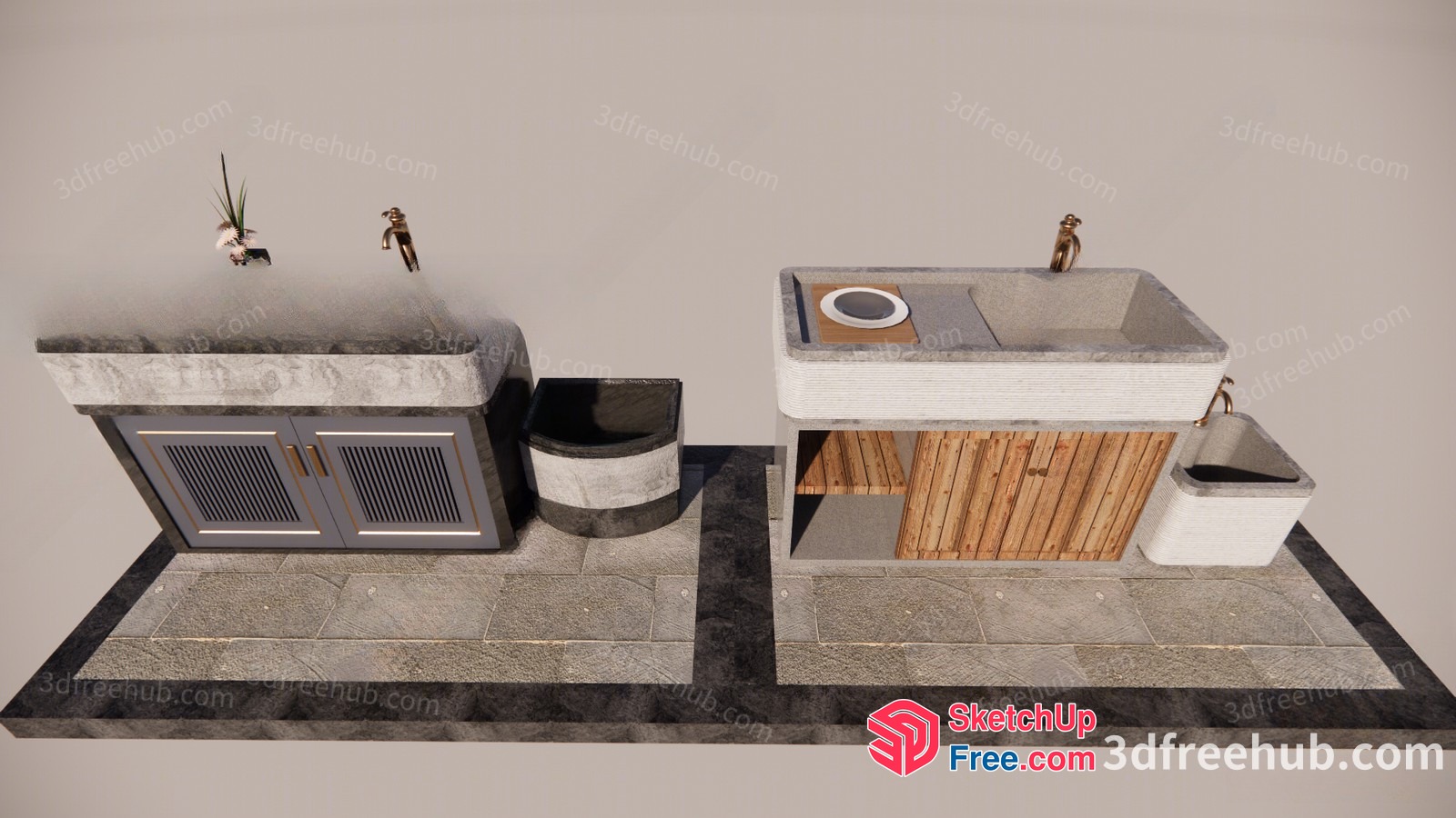 Outdoor Kitchen And Bathroom Decor 3D SketchUp File