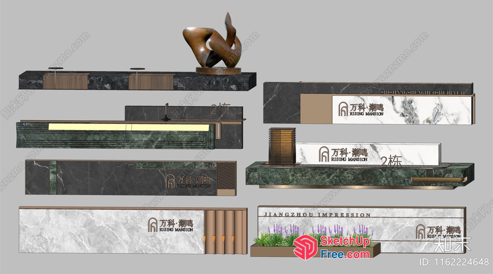 Marble And Green Marble Decorative Elements 3D SketchUp File