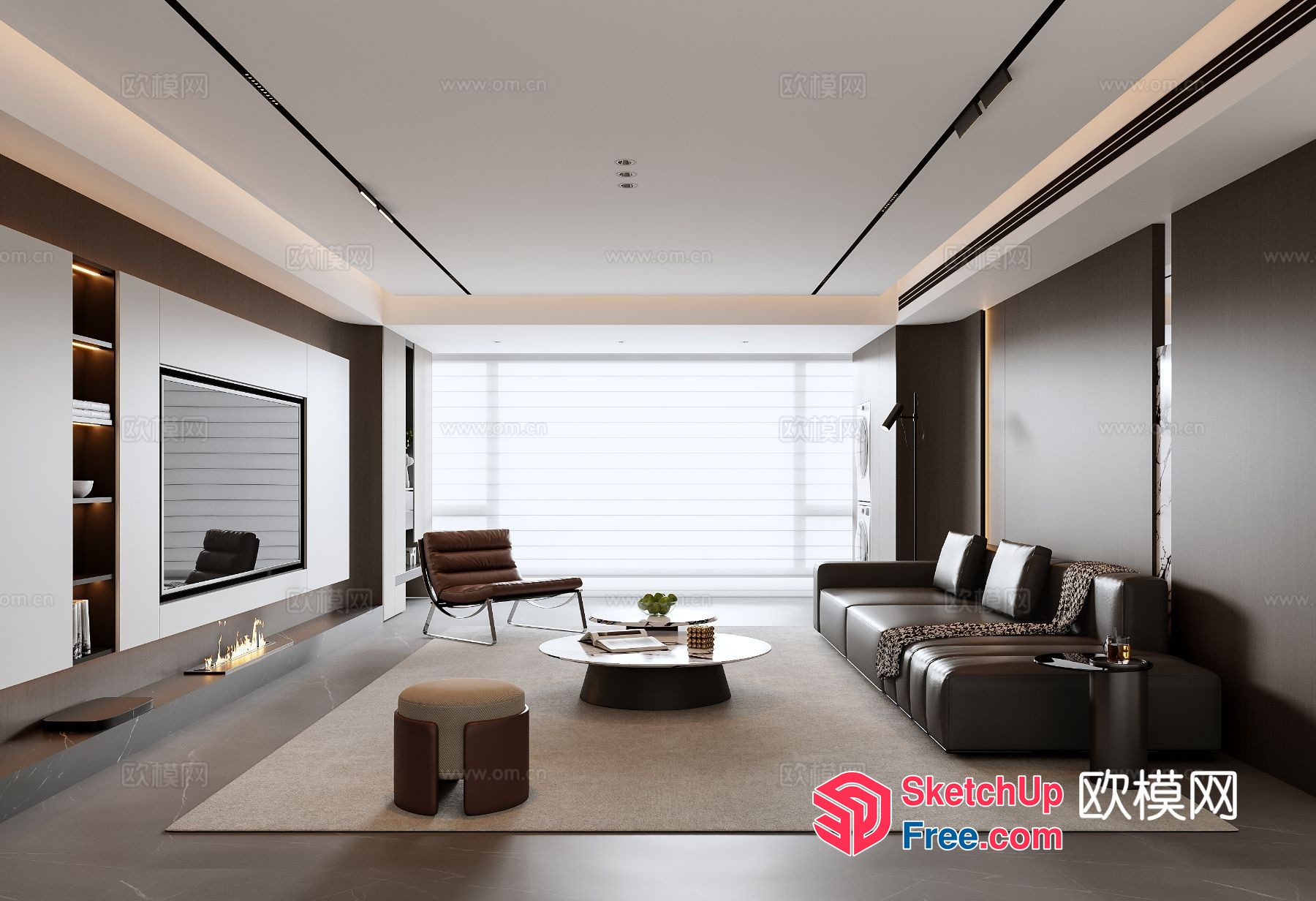 Modern Living Room With Sleek Furniture And Neutral Color Scheme 3D SketchUp File