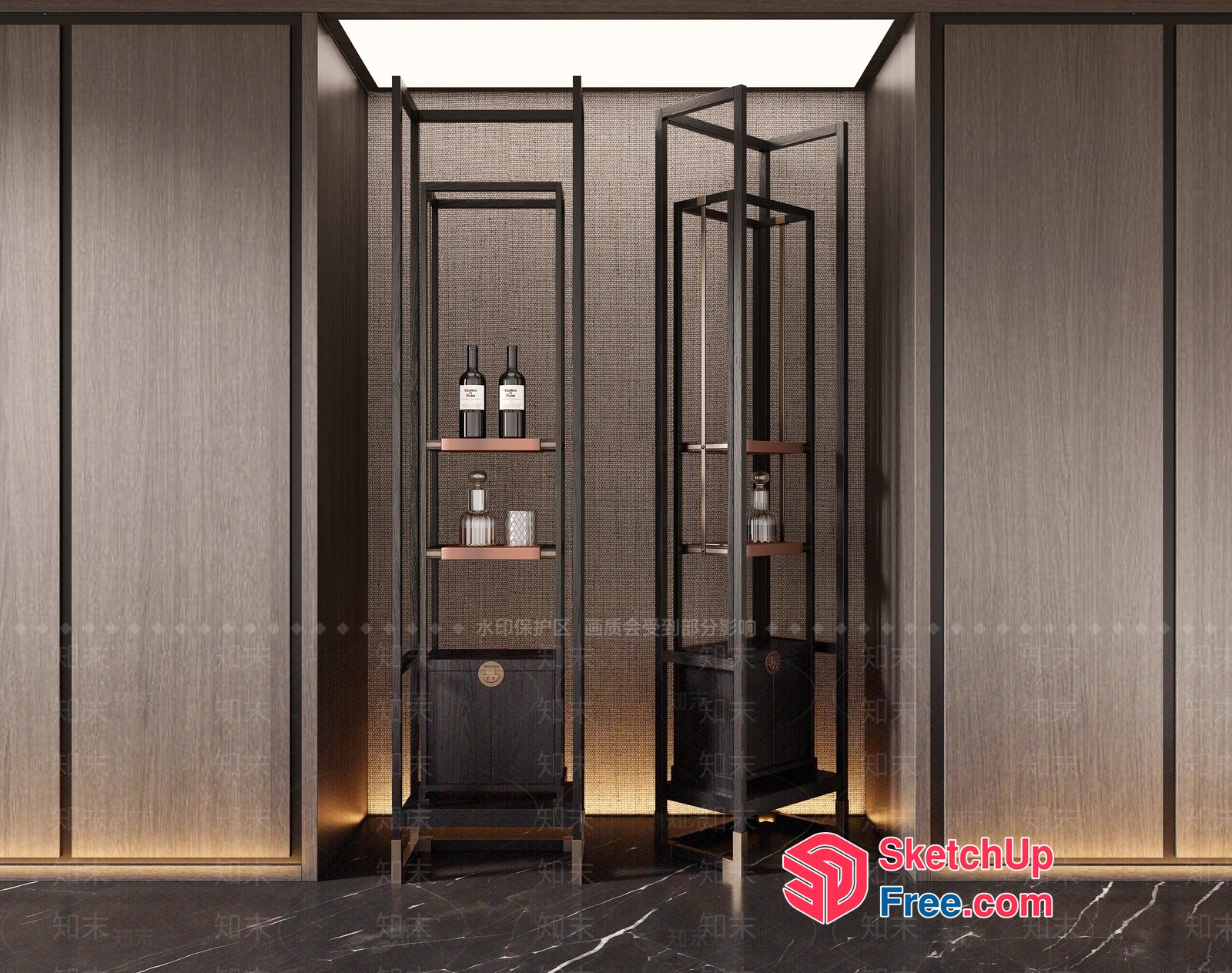Elegant And Modern Wine Display Cabinet 3D SketchUp File