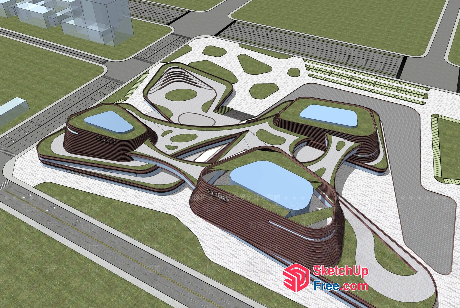 Modern Commercial Space With Unique Architecture 3D SketchUp File