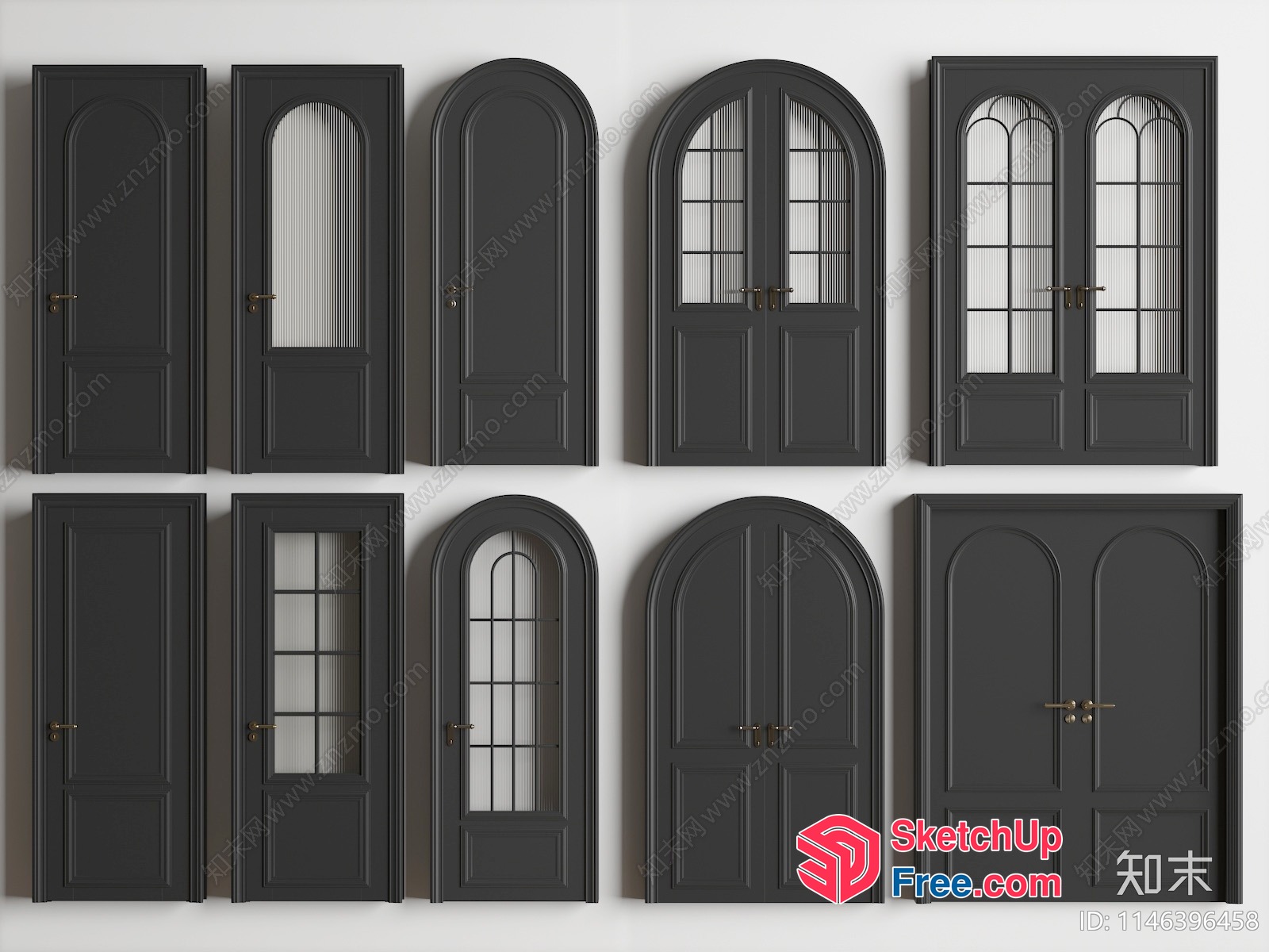Elegant Doors With Glass Panels 3D SketchUp File