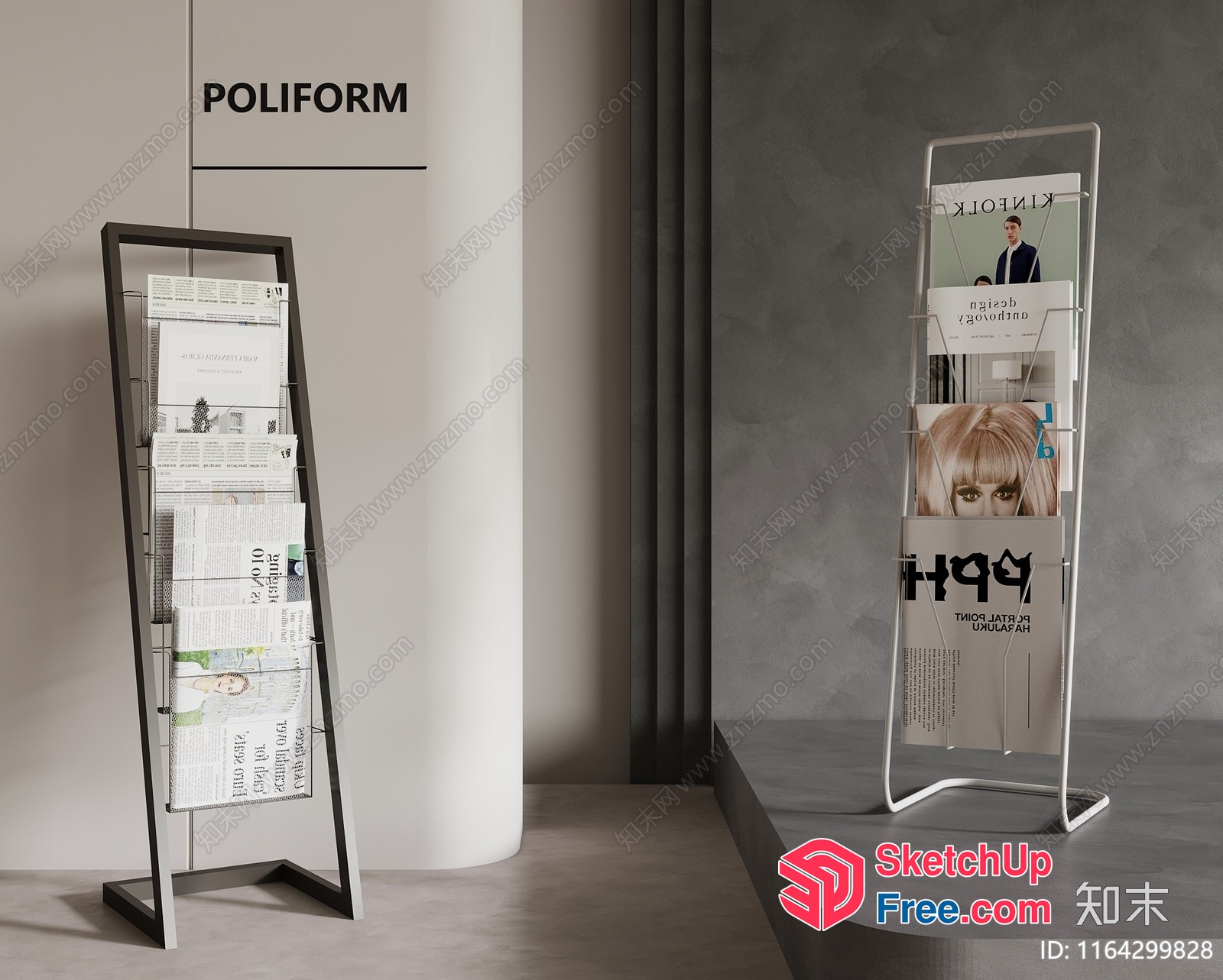 Modern Magazine Rack With Sleek Metal Frame And Multiple Compartments 3D SketchUp File