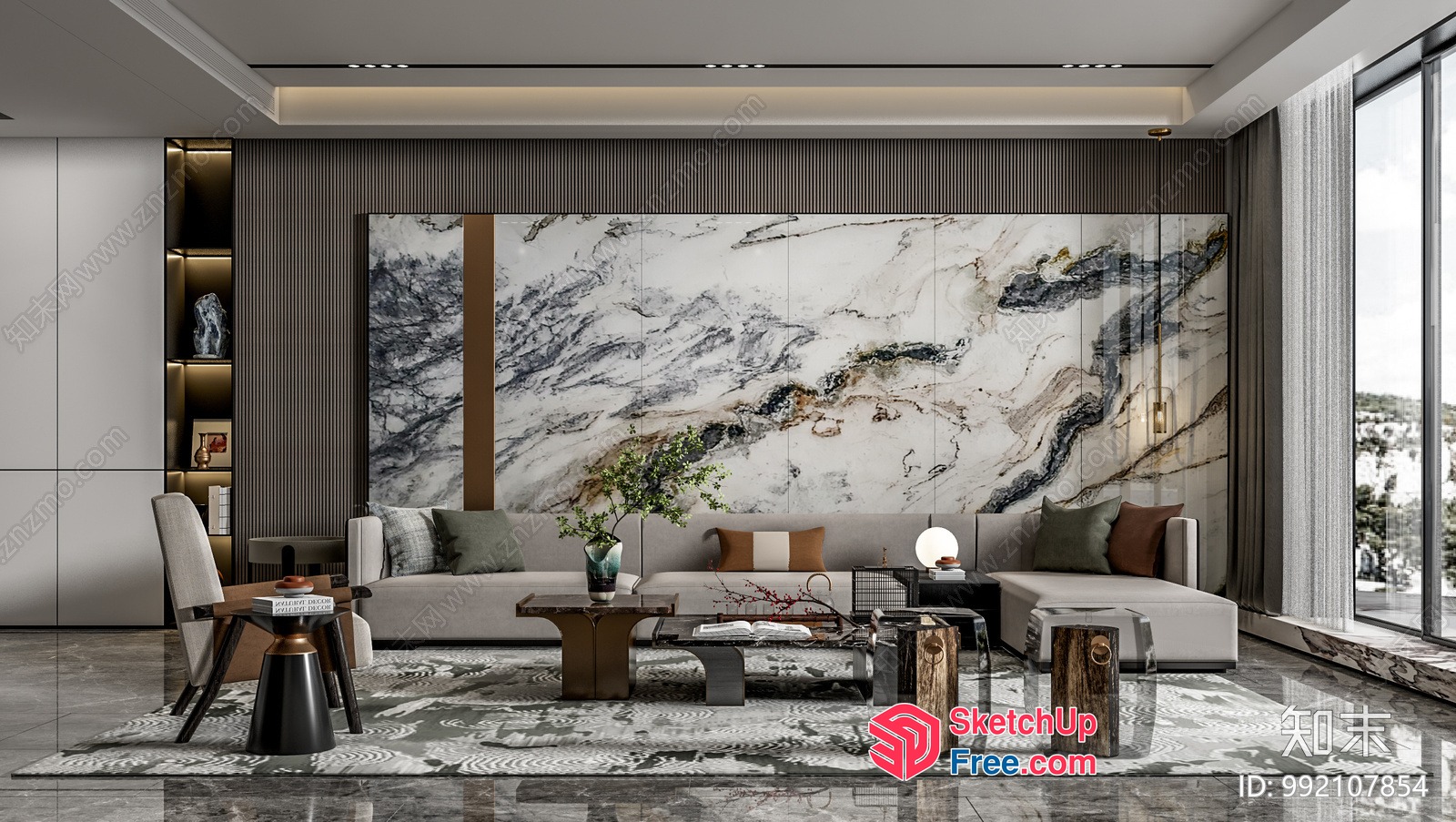 Luxurious Modern Living Room Interior Design 3D SketchUp File