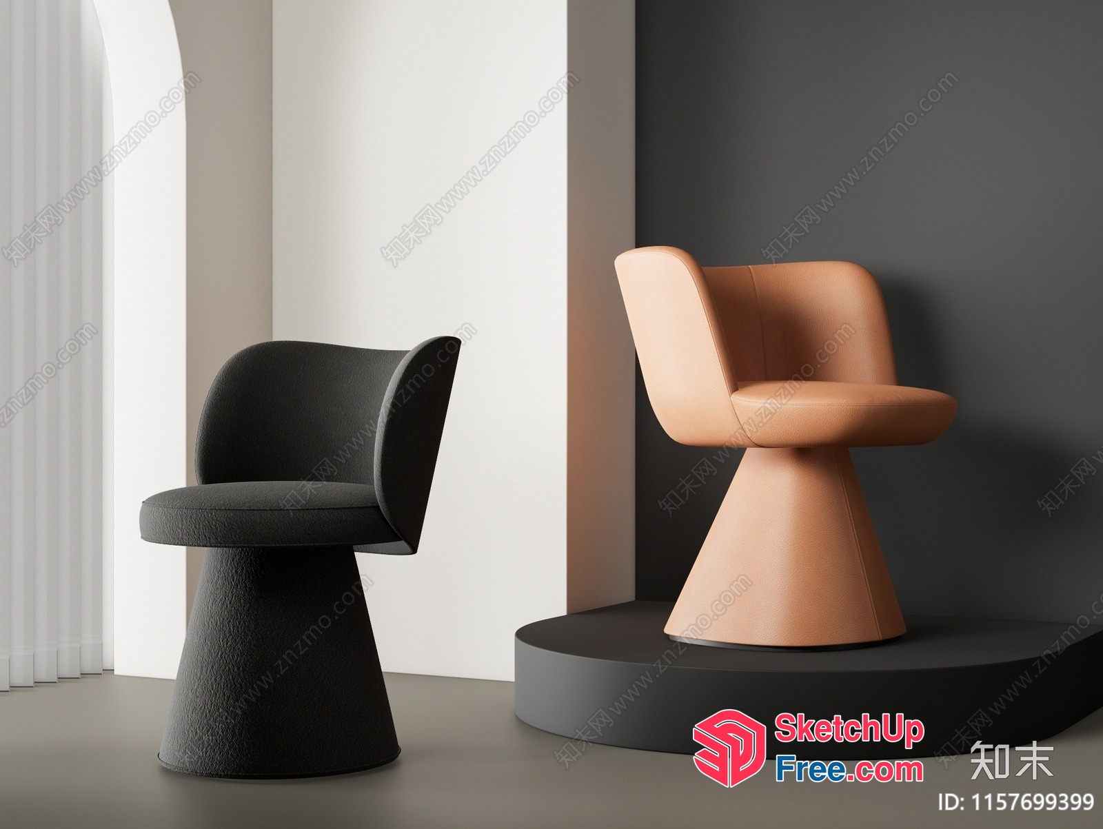 Two Modern Chairs In A Neutral Color Scheme 3D SketchUp File