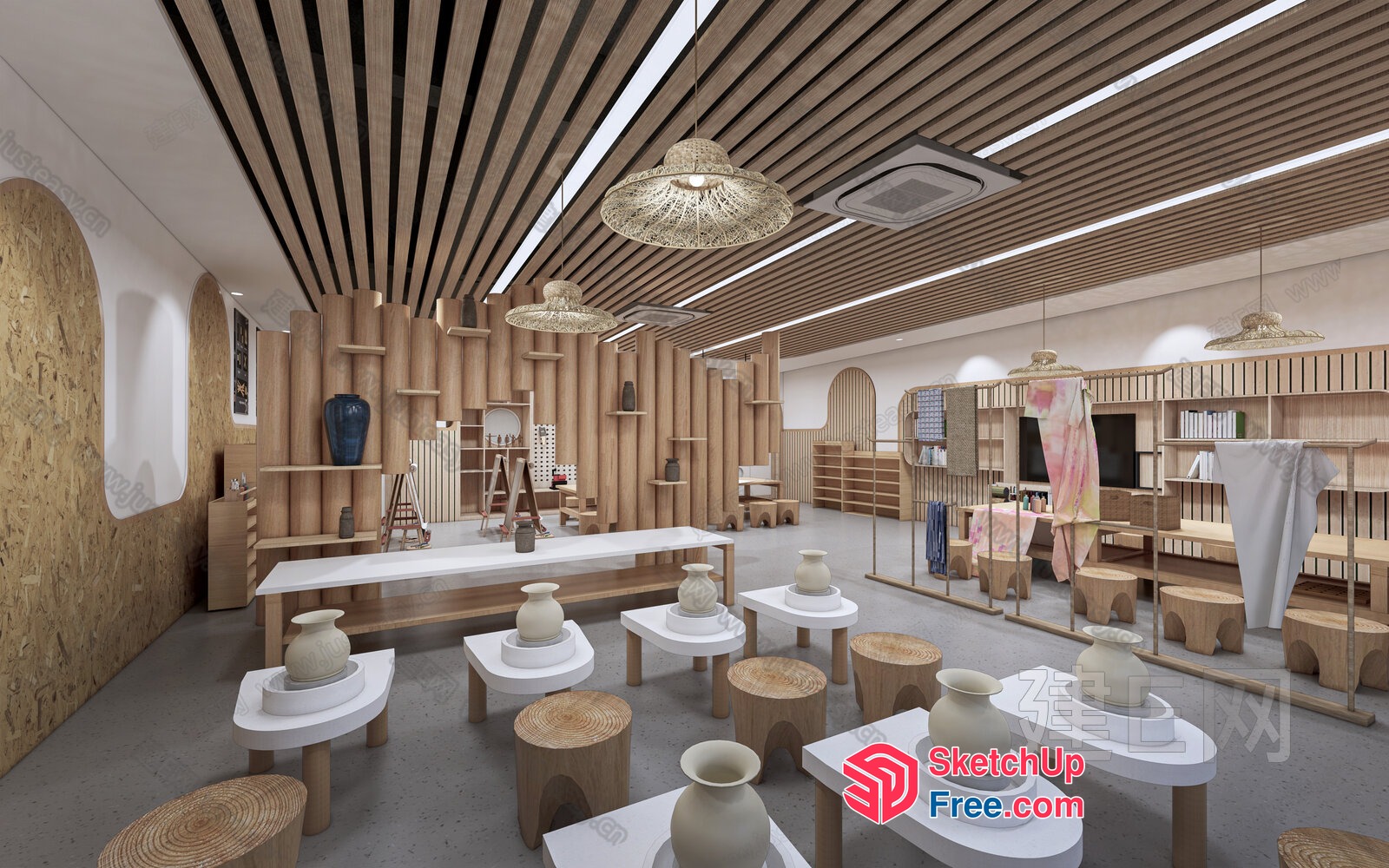 Modern Japanese Style Interior Design With Natural Elements 3D SketchUp File