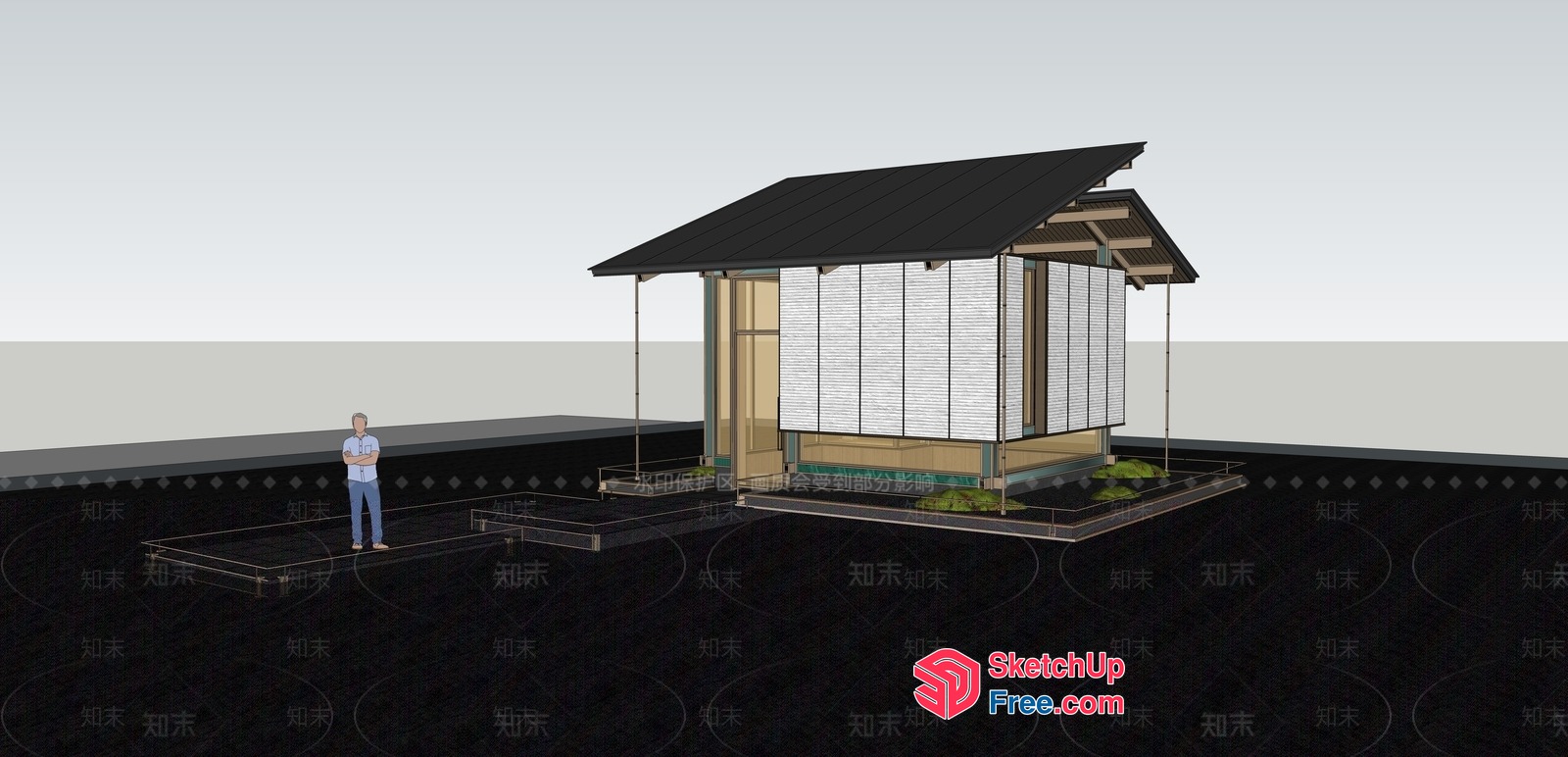 Traditional Japanese Villa With Elegant Exterior Decor 3D SketchUp File