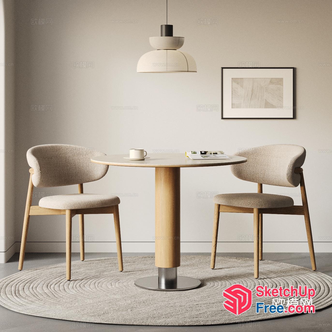 Minimalist Scandinavian Dining Area 3D SketchUp File