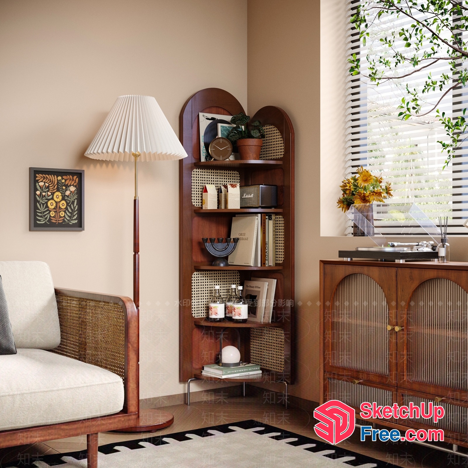 Cozy Vintage Style Living Room Furniture 3D SketchUp File