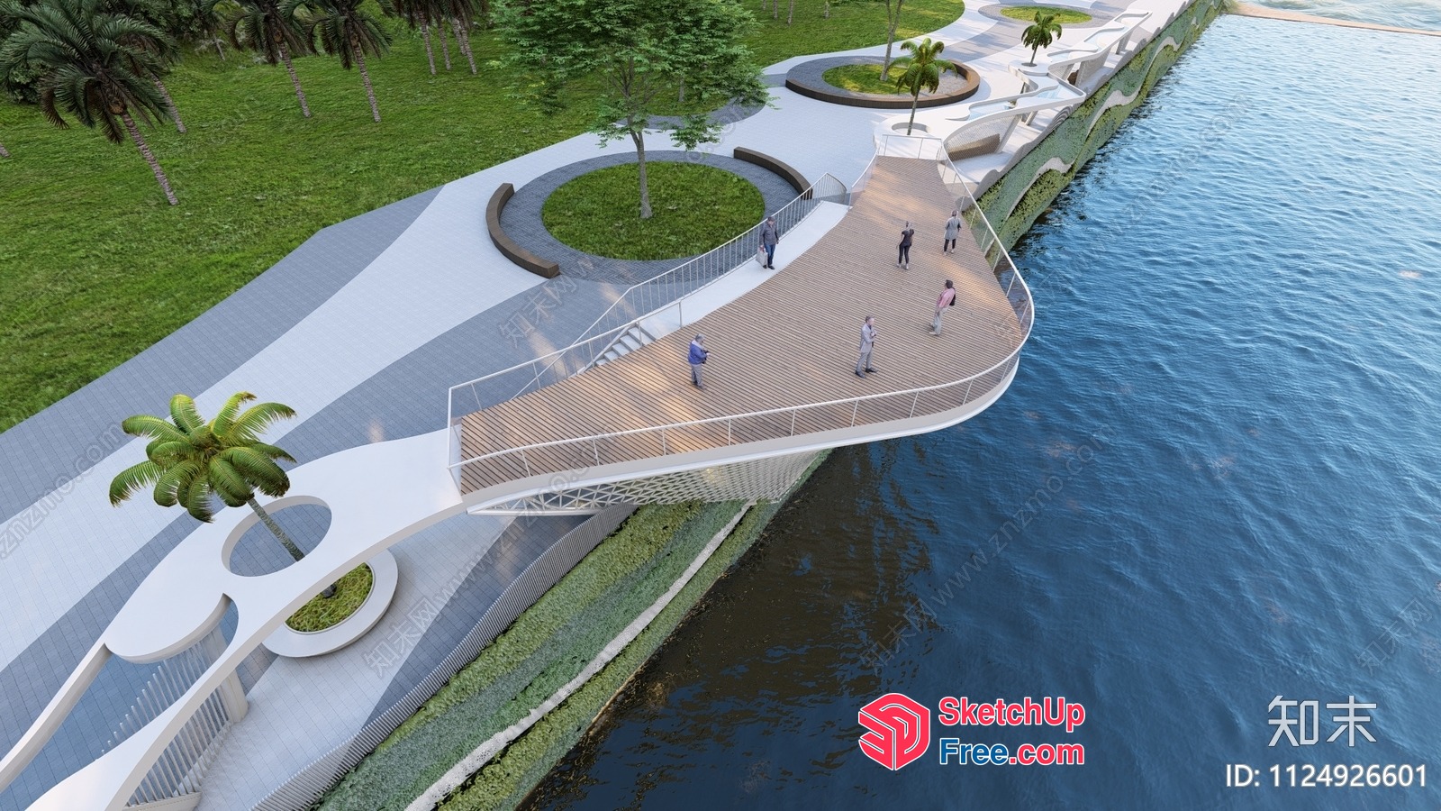 Modern Bridge Over Water 3D SketchUp File