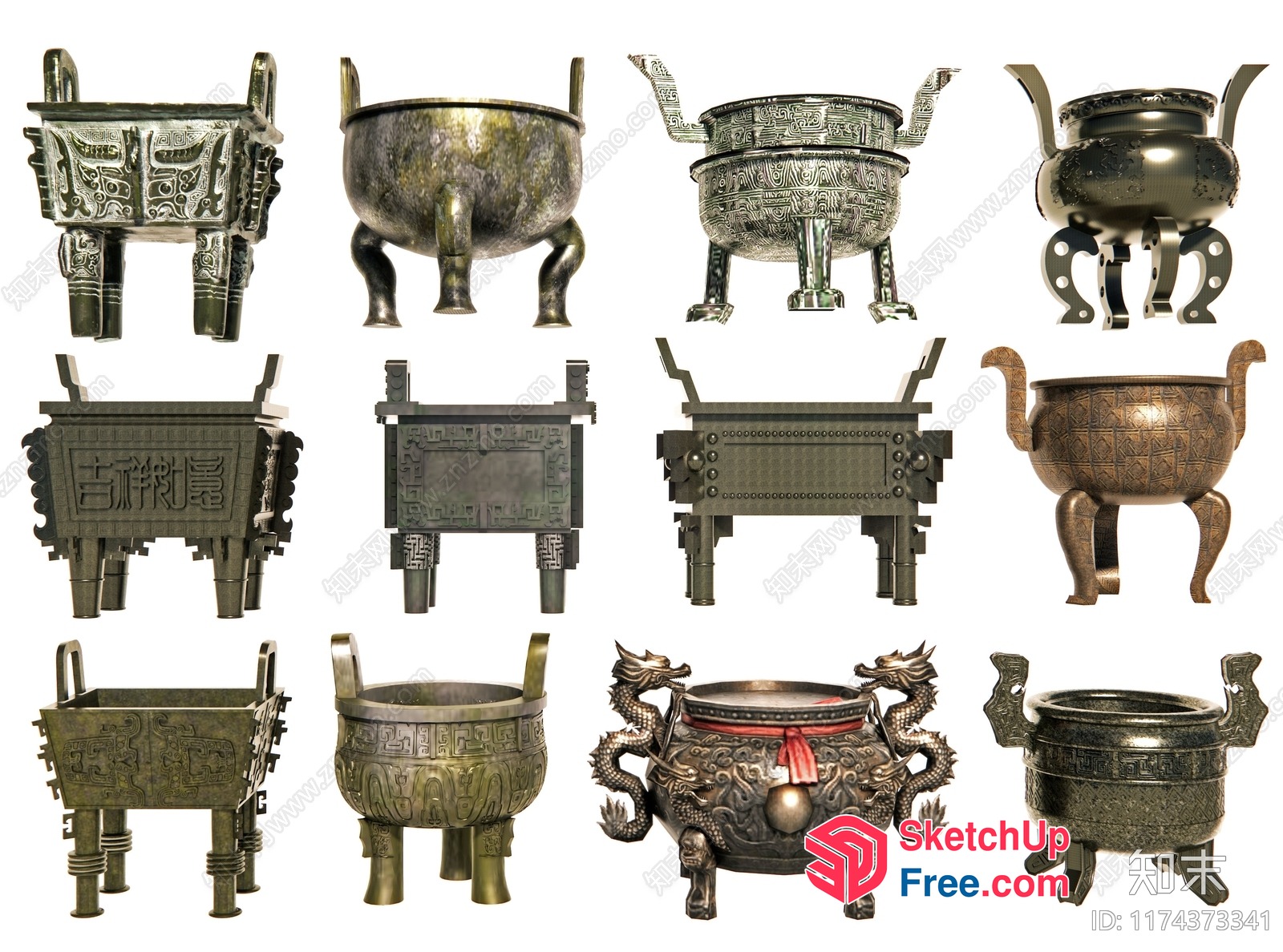 Ancient Chinese Bronze Vessels 3D SketchUp File