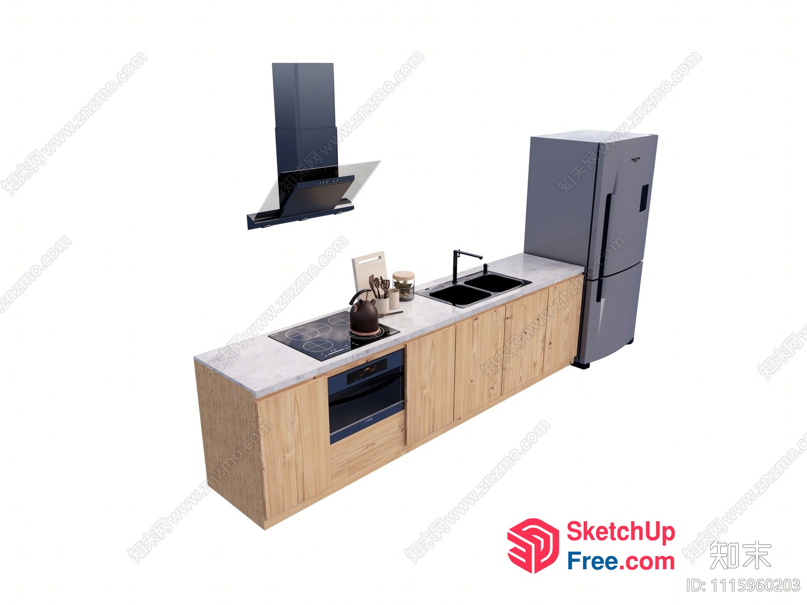 Modern Kitchen Island With Built-In Appliances 3D SketchUp File