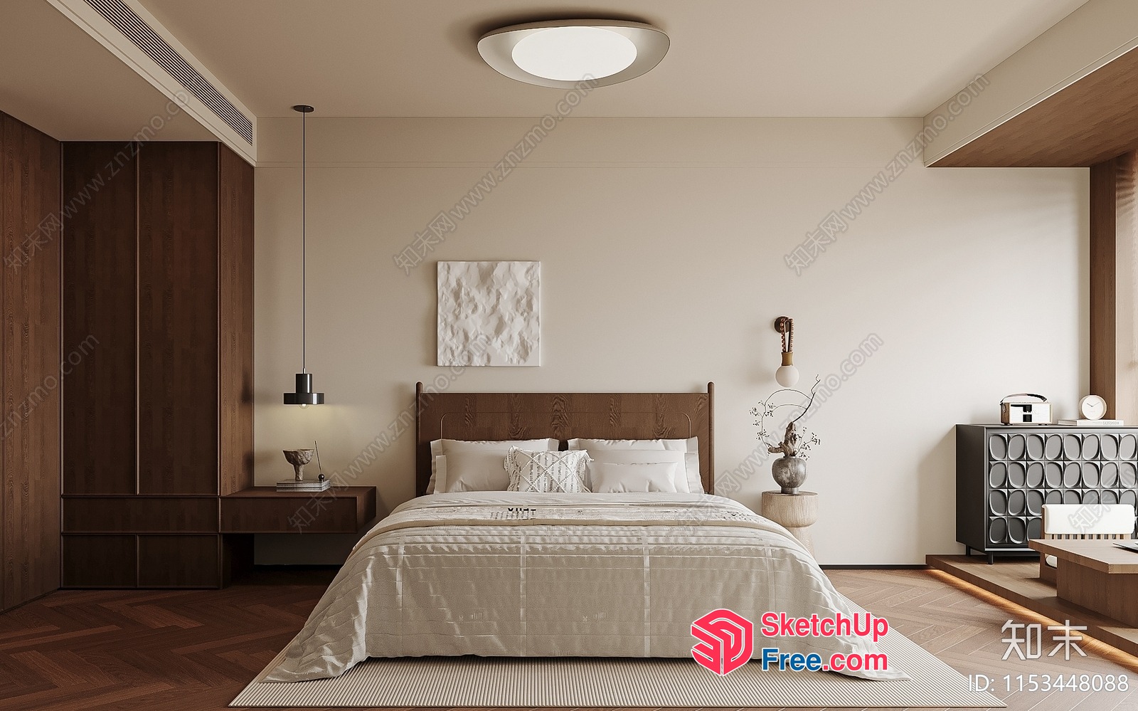 Modern Minimalist Bedroom Interior 3D SketchUp File