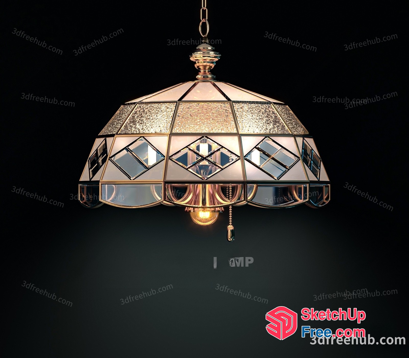 Elegant Hanging Light Fixture With Glass And Metal Accents 3D SketchUp File