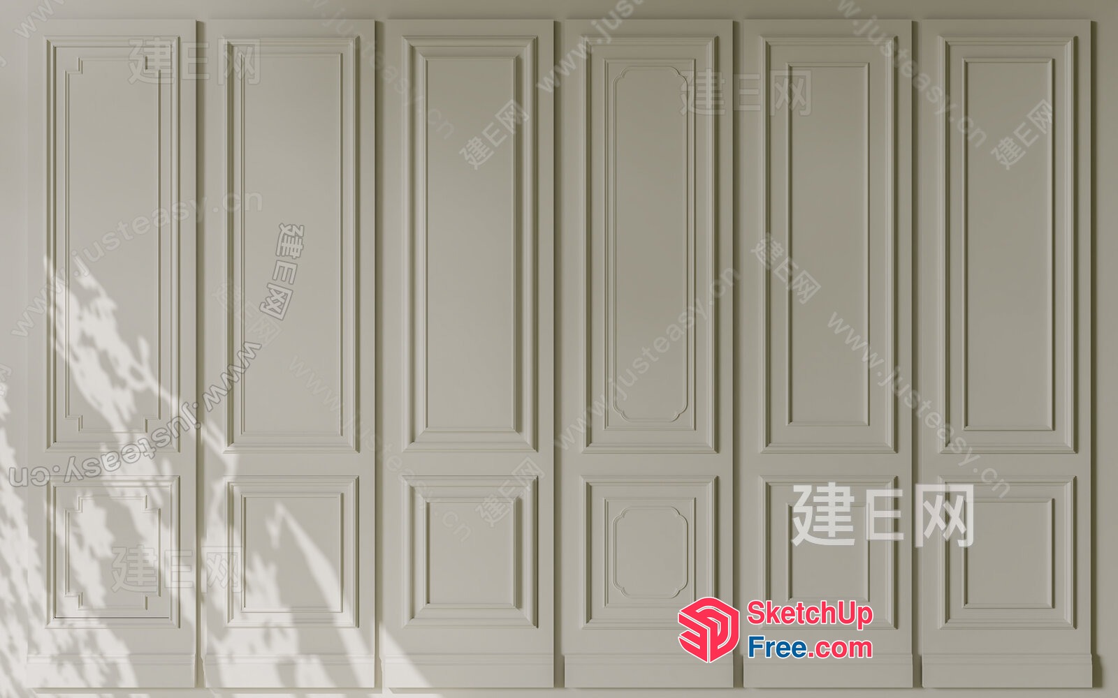 Ornate White Panelled Wall 3D SketchUp File