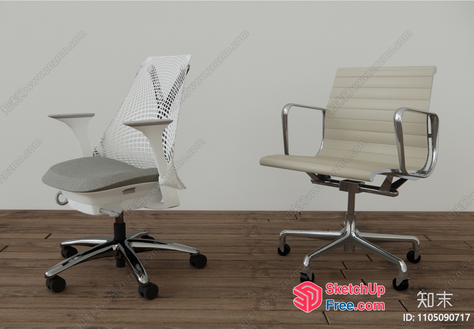 Office Furniture And Chairs In Modern Minimalist Style 3D SketchUp File