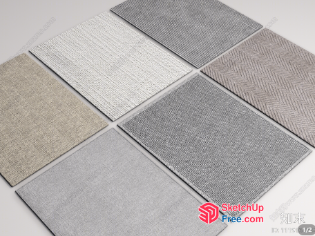 Four Gray And White Textured Carpet Samples 3D SketchUp File