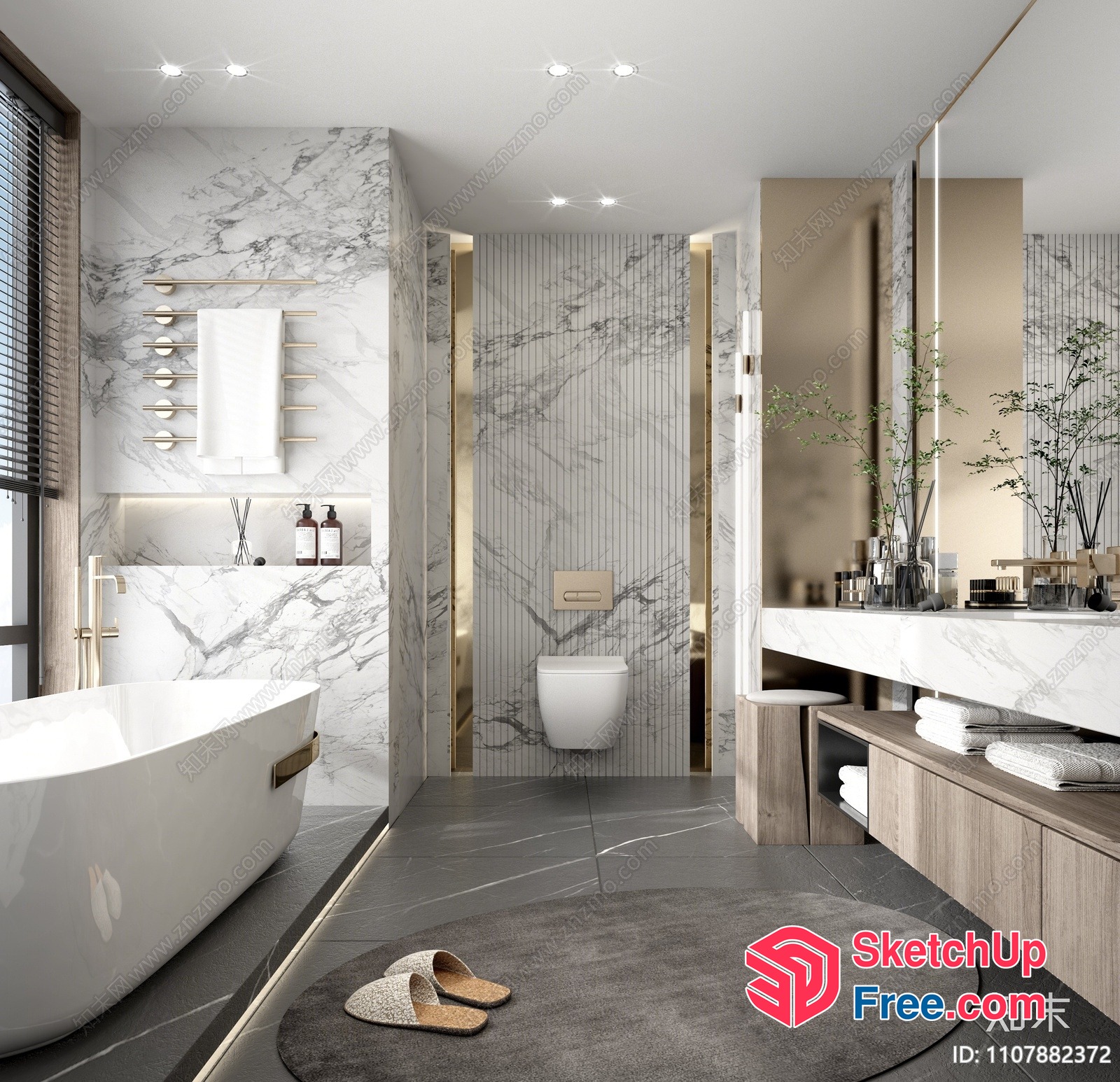 Luxurious Modern Bathroom Interior Design 3D SketchUp File