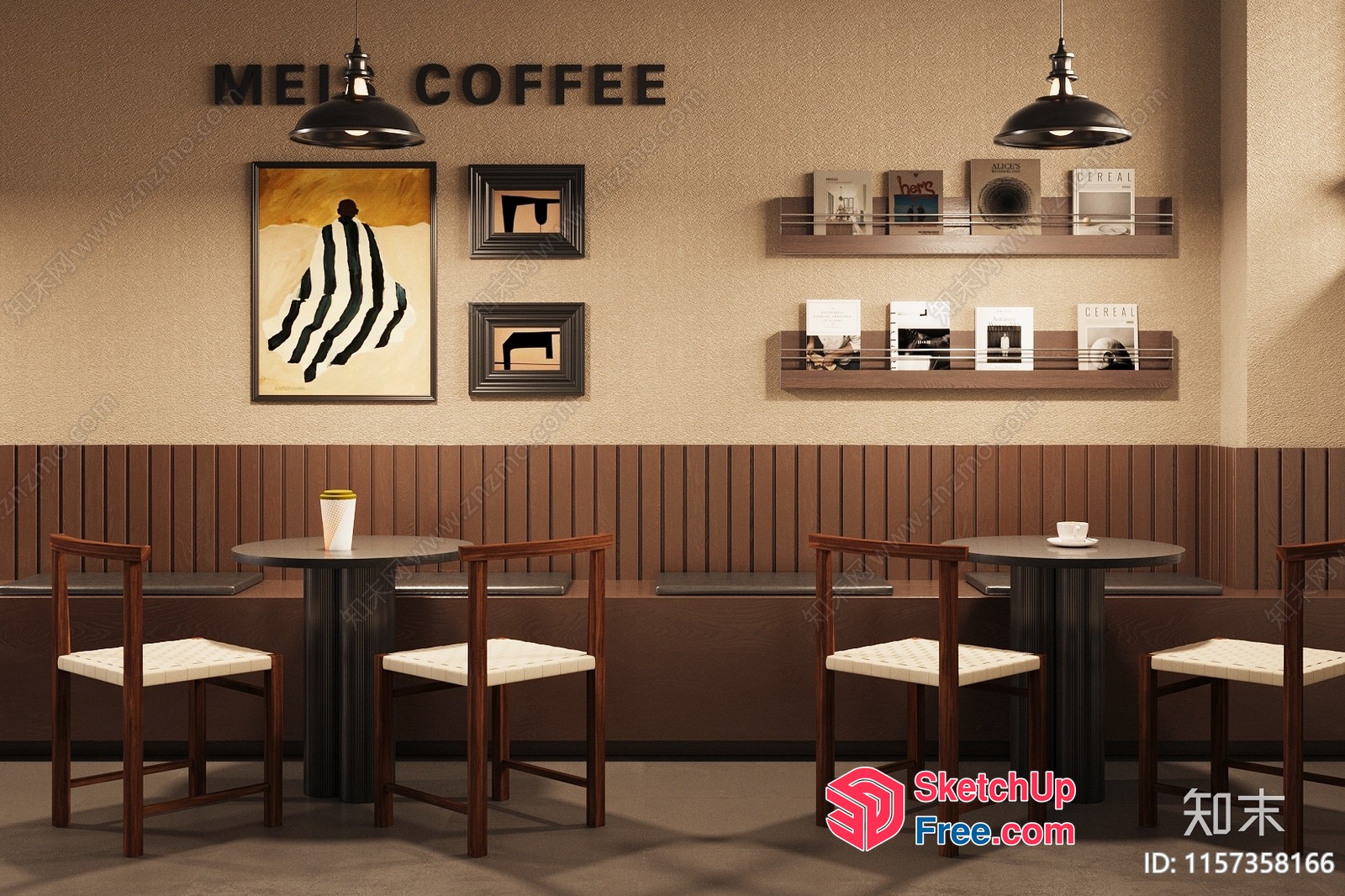 Modern Coffee Shop Interior With Sleek Furniture 3D SketchUp File