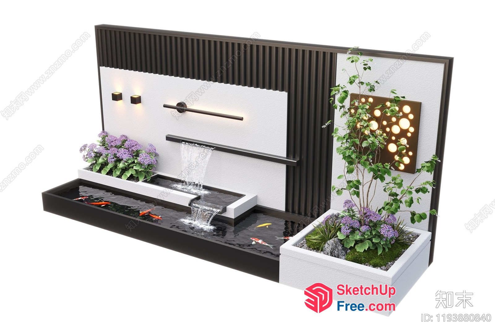 Serene Waterfall Koi Pond Oasis 3D SketchUp File