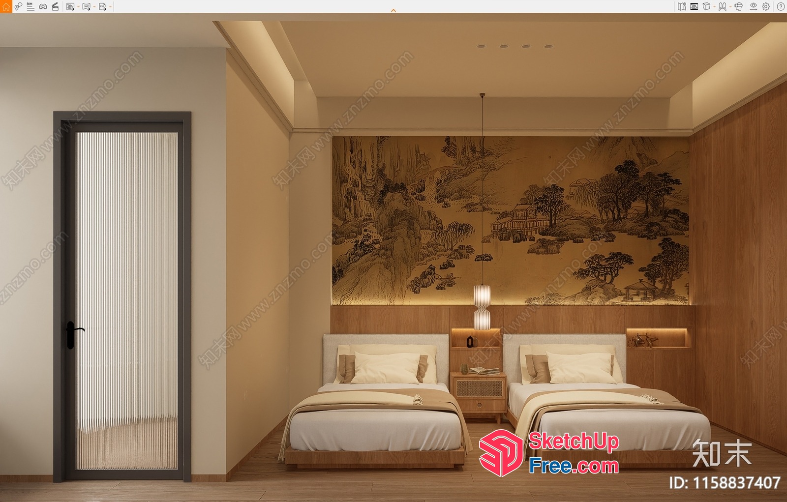 Modern Minimalist Japanese Style Bedroom 3D SketchUp File